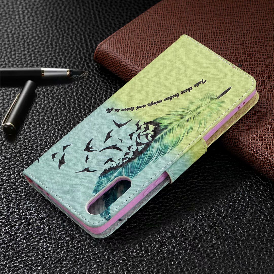 Sony Xperia L4 Case, Flip PU Leather Wallet Phone Bag Cover for Sony Xperia L4 - Free feather