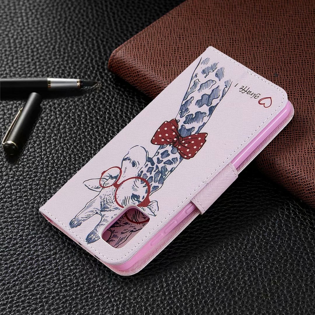Samsung Galaxy A31 Case, Flip PU Leather Wallet Phone Bag Cover for Galaxy A31 - Giraffe