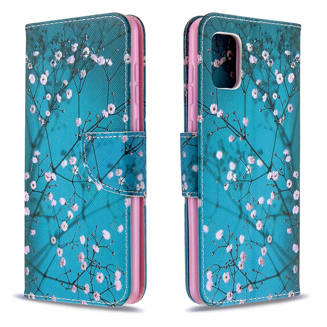 Samsung Galaxy A31 Case, Flip PU Leather Wallet Phone Bag Cover for Galaxy A31 - Plum Flower