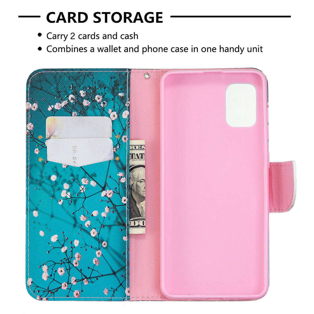 Samsung Galaxy A31 Case, Flip PU Leather Wallet Phone Bag Cover for Galaxy A31 - Plum Flower