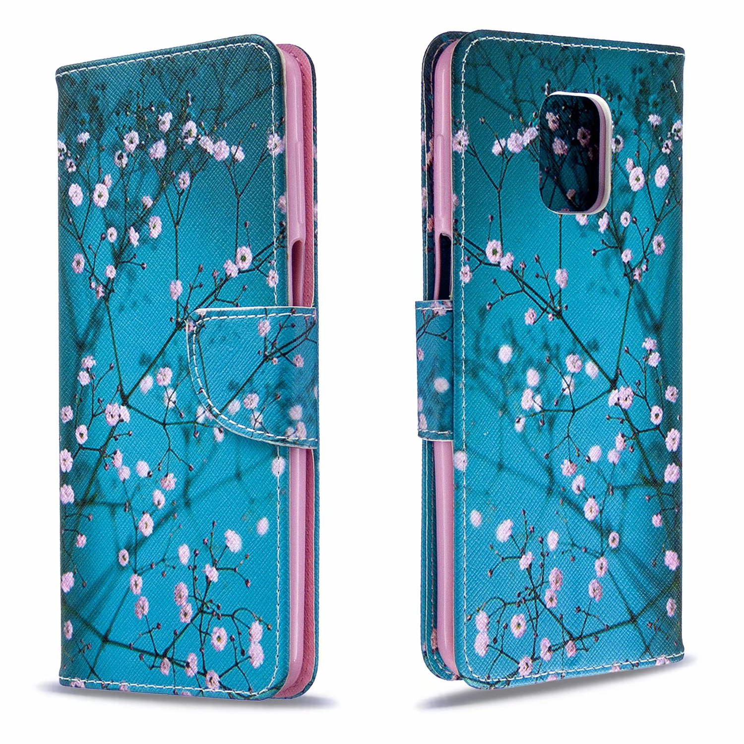 Xiaomi Redmi Note 9 Pro Case, Flip Wallet Phone Bag Cover for Redmi Note 9S - Plum Flower