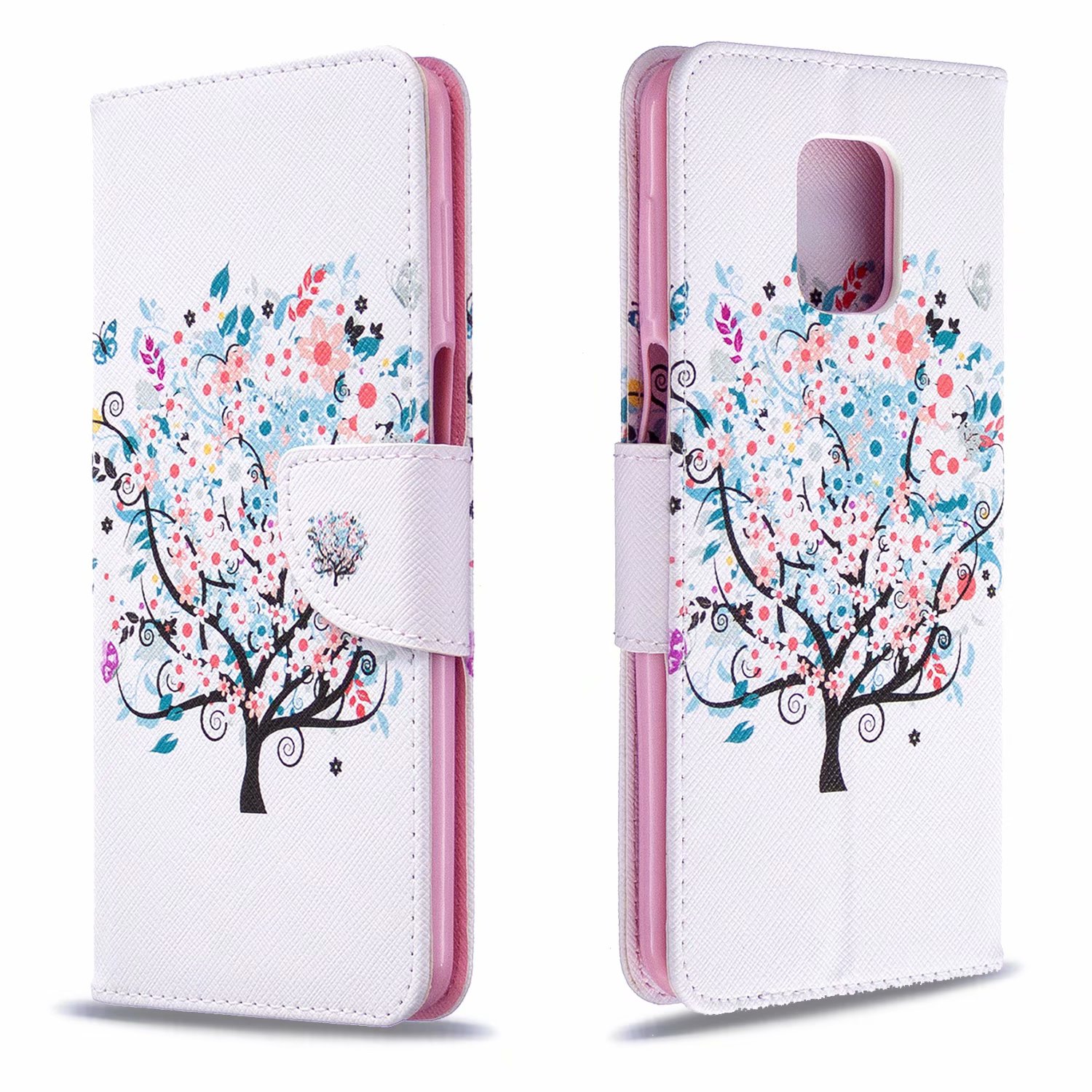 Xiaomi Redmi Note 9 Pro Case, Flip Wallet Phone Bag Cover for Redmi Note 9S - Color tree