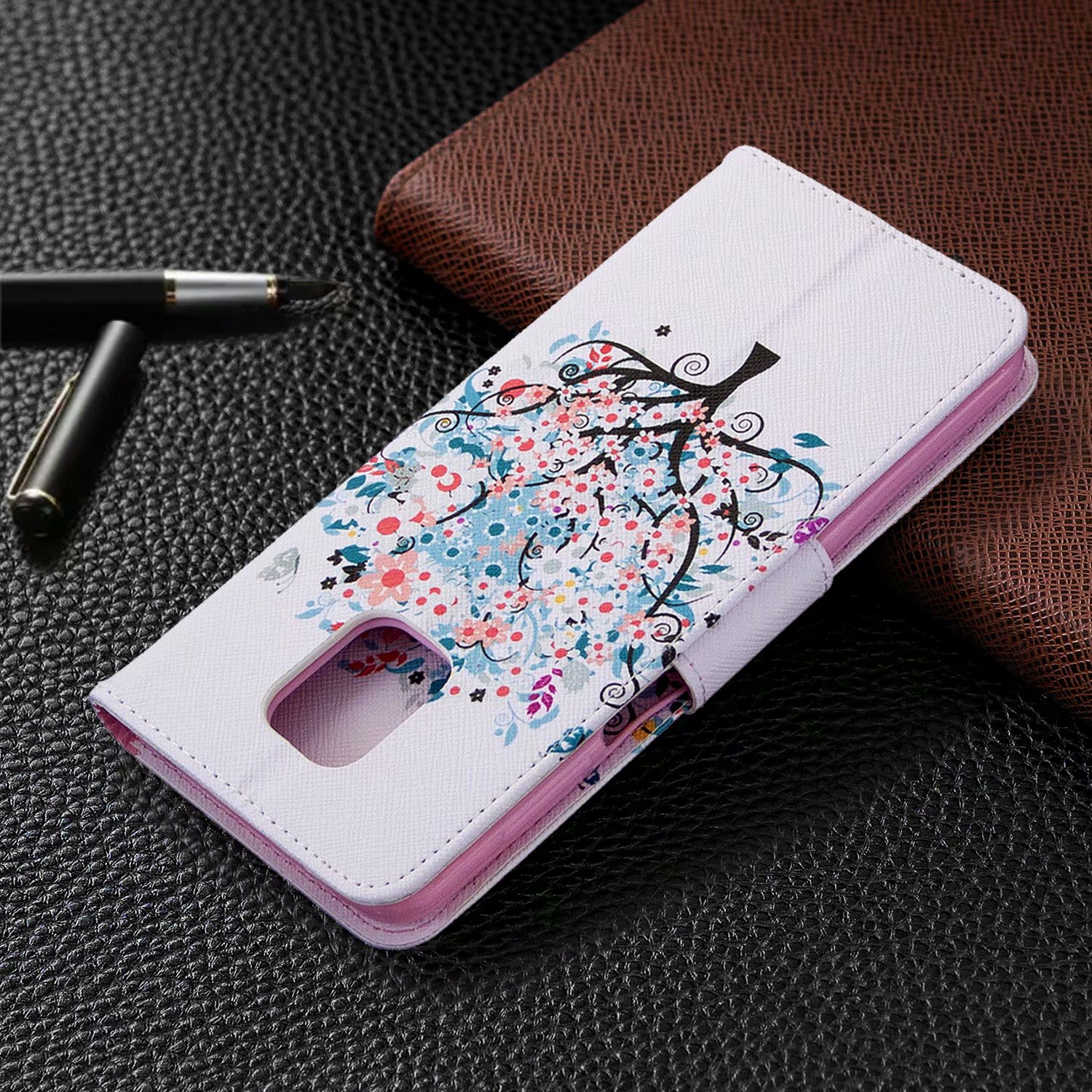 Xiaomi Redmi Note 9 Pro Case, Flip Wallet Phone Bag Cover for Redmi Note 9S - Color tree