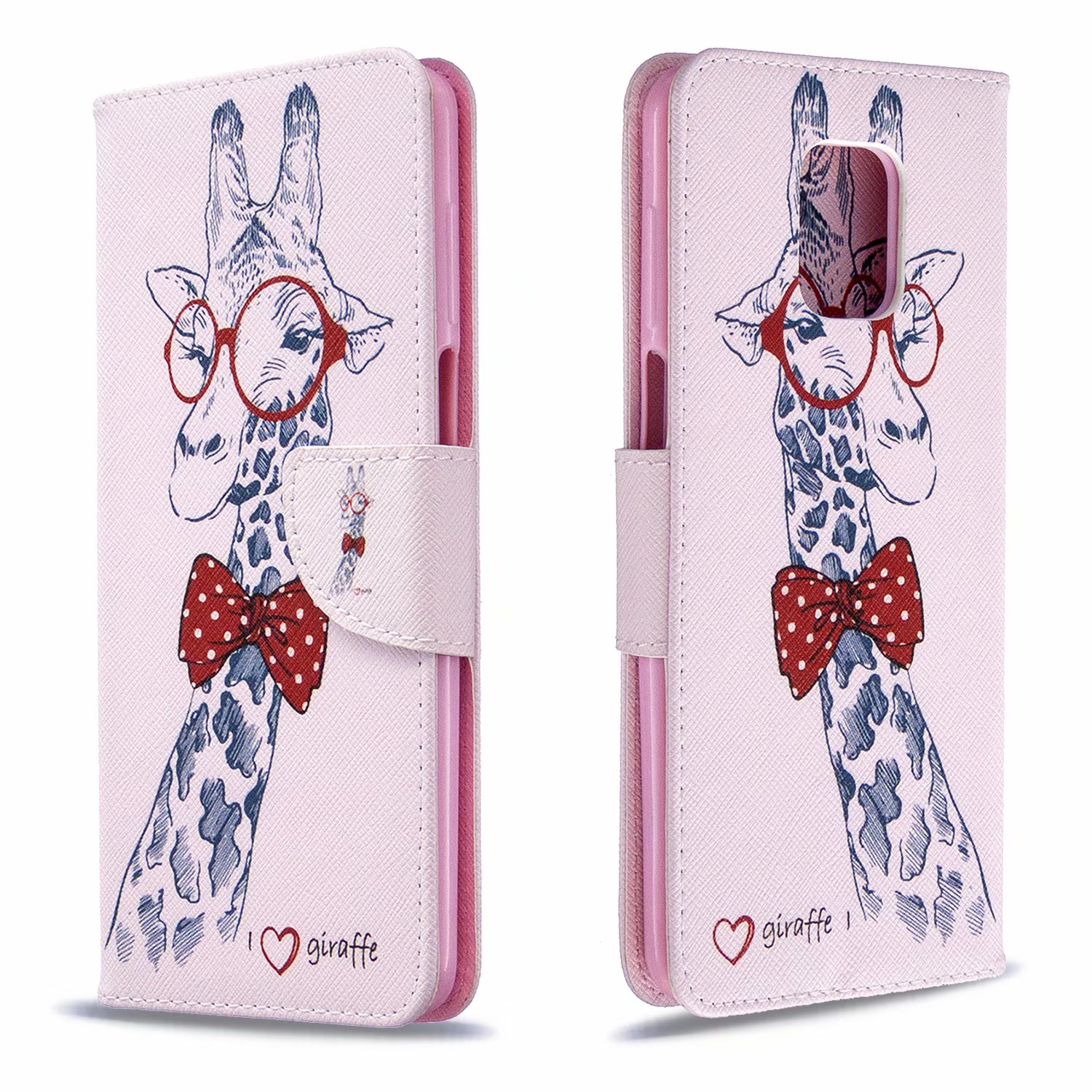 Xiaomi Redmi Note 9 Pro Case, Flip Wallet Phone Bag Cover for Redmi Note 9S - Giraffe