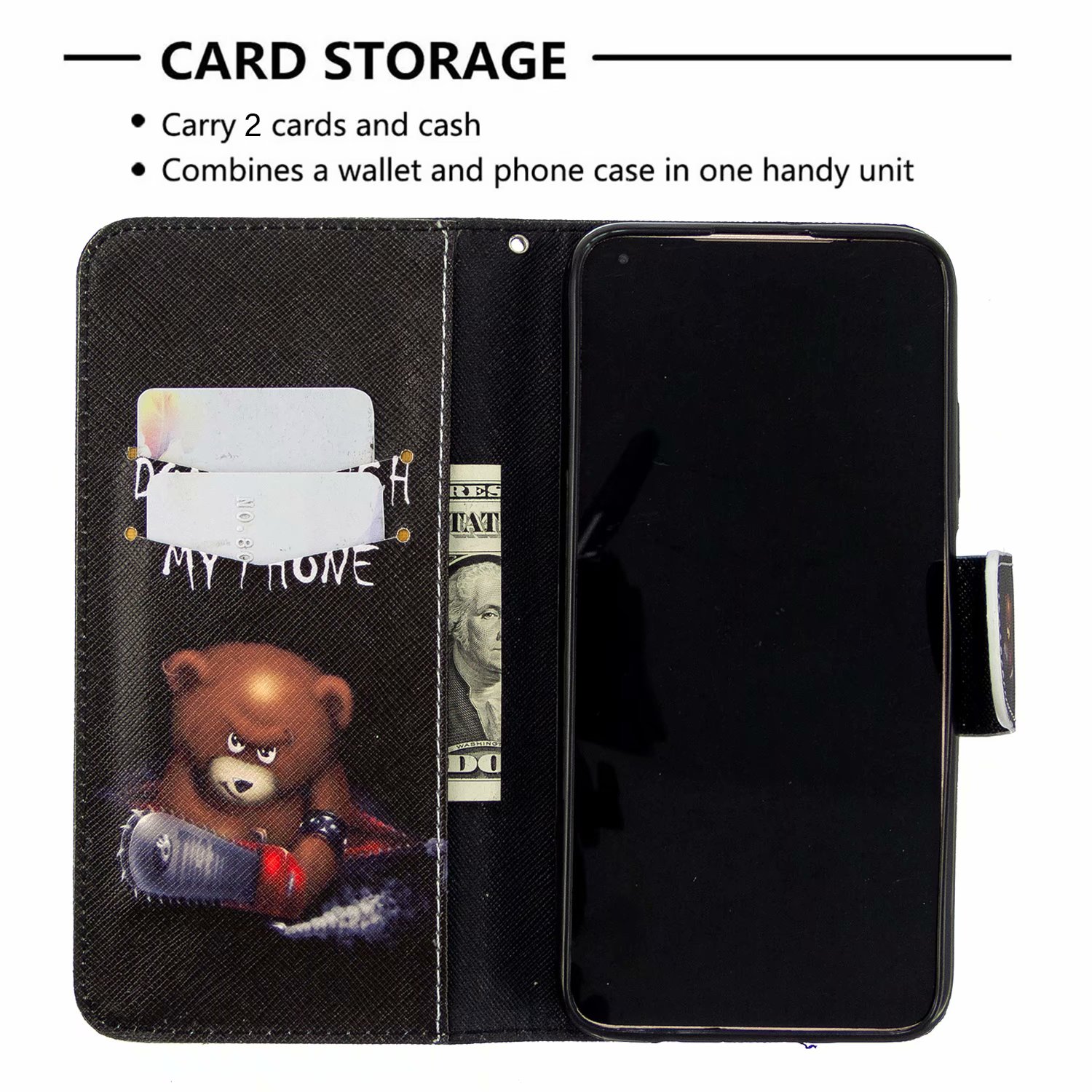 Huawei P40 Lite (6.4 inch) Case, Flip Wallet Phone Bag Cover for P40 Lite - Don't touch my phone