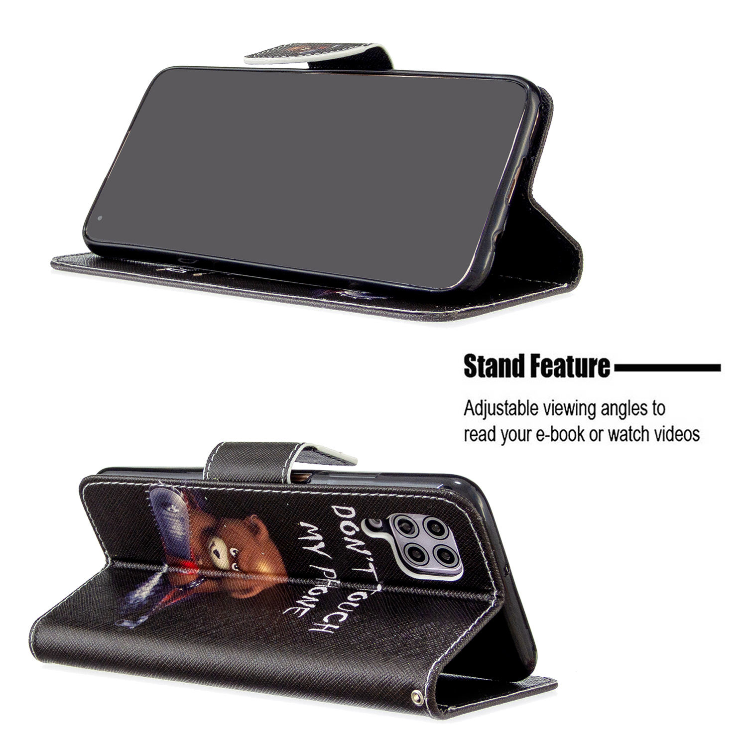 Huawei P40 Lite (6.4 inch) Case, Flip Wallet Phone Bag Cover for P40 Lite - Don't touch my phone