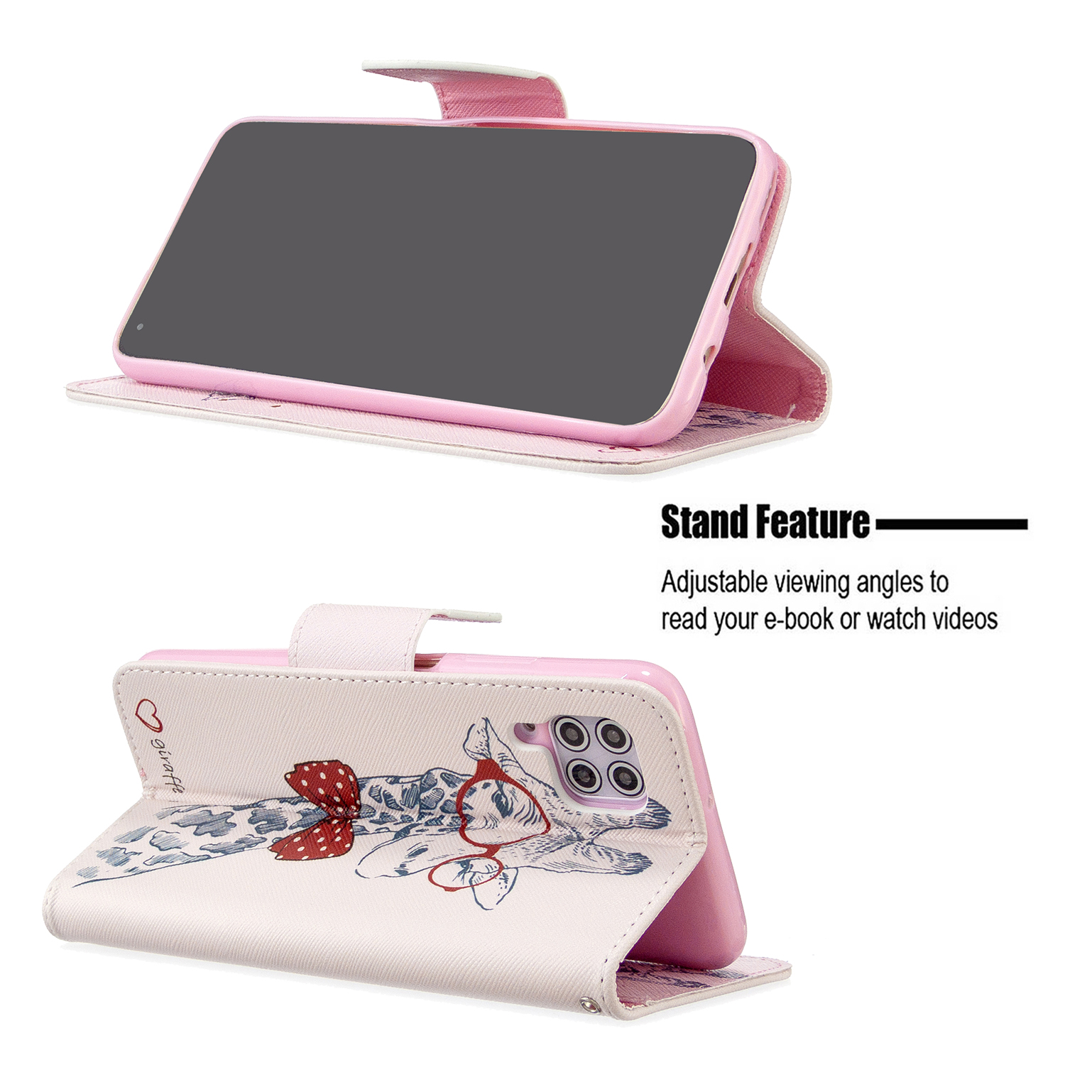 Huawei P40 Lite (6.4 inch) Case, Flip Wallet Phone Bag Cover for Huawei P40 Lite - Giraffe