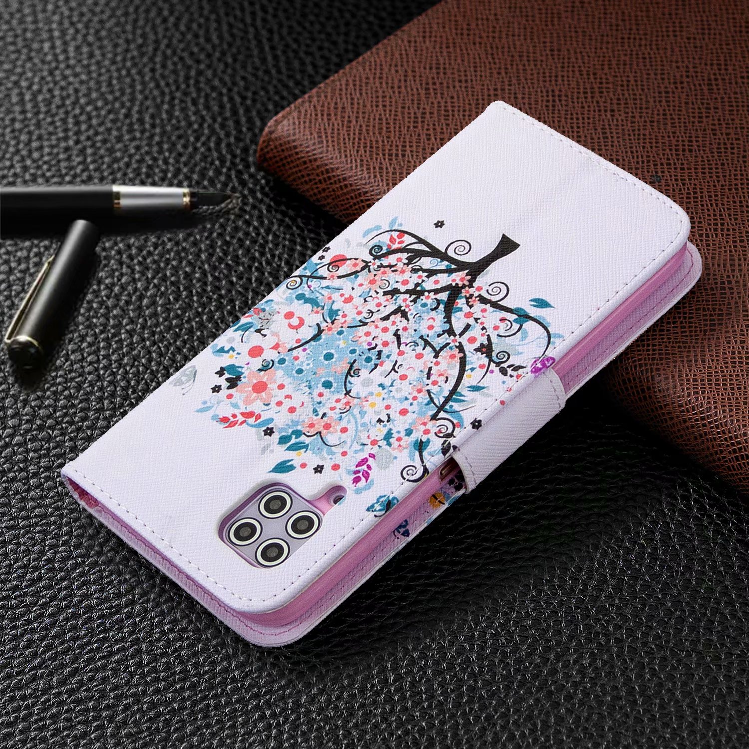 Huawei P40 Lite (6.4 inch) Case, Flip Wallet Phone Bag Cover for Huawei P40 Lite - Color tree
