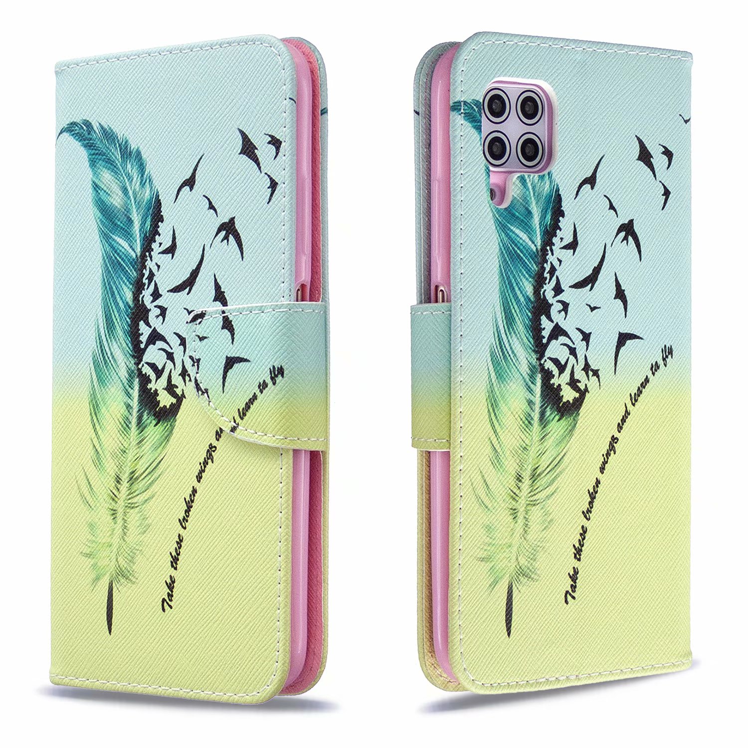 Huawei P40 Lite (6.4 inch) Case, Flip Wallet Phone Bag Cover for Huawei P40 Lite - Free feather