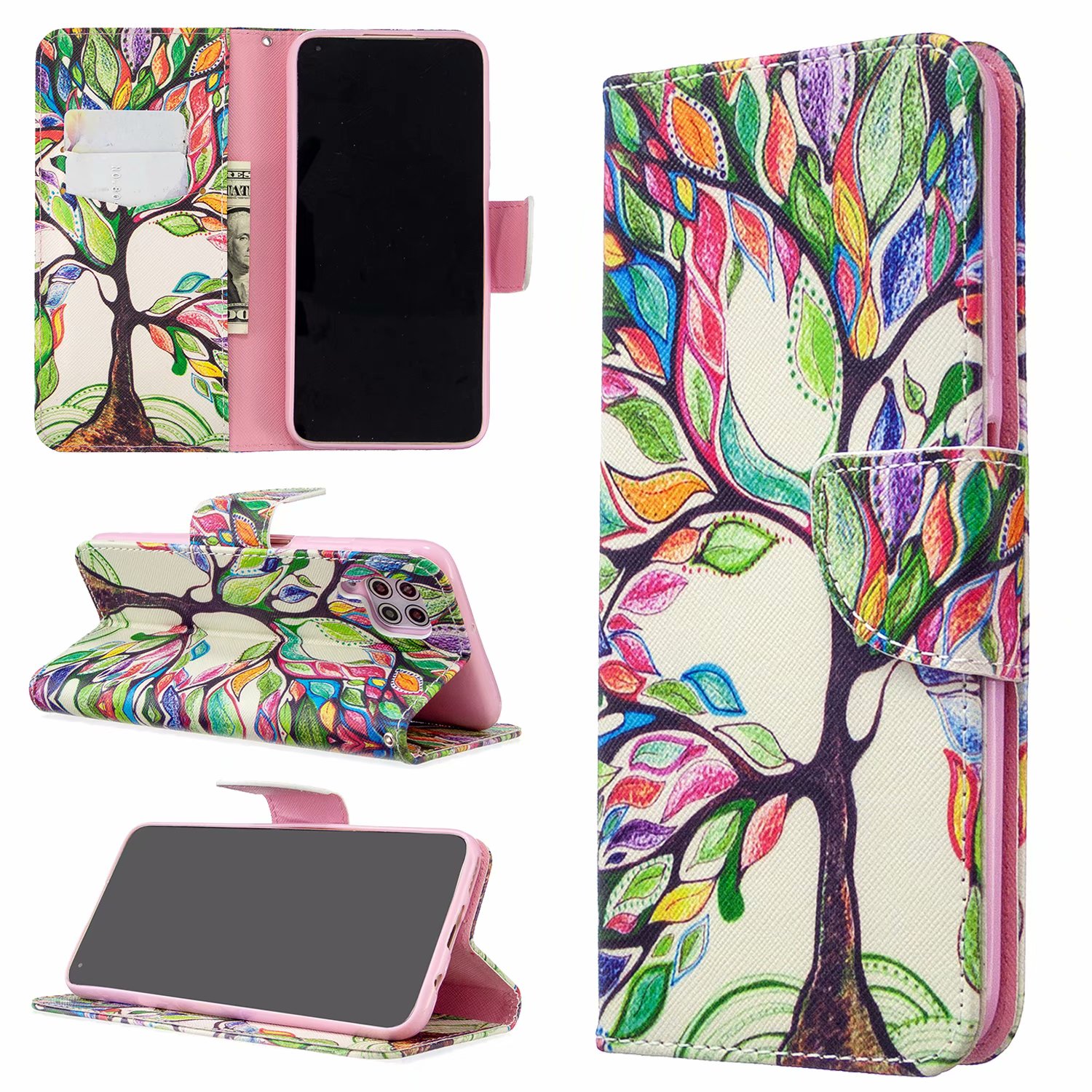 Huawei P40 Lite (6.4 inch) Case, Flip Wallet Phone Cover for Huawei P40 Lite - Painting tree