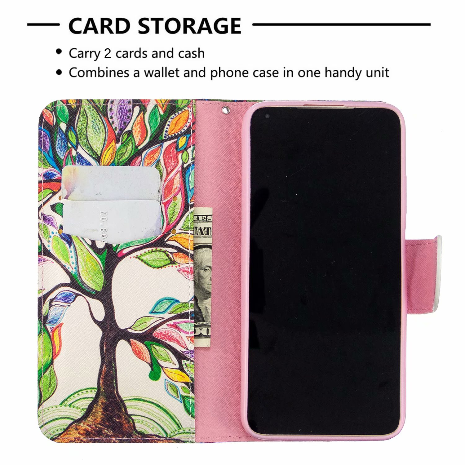 Huawei P40 Lite (6.4 inch) Case, Flip Wallet Phone Cover for Huawei P40 Lite - Painting tree