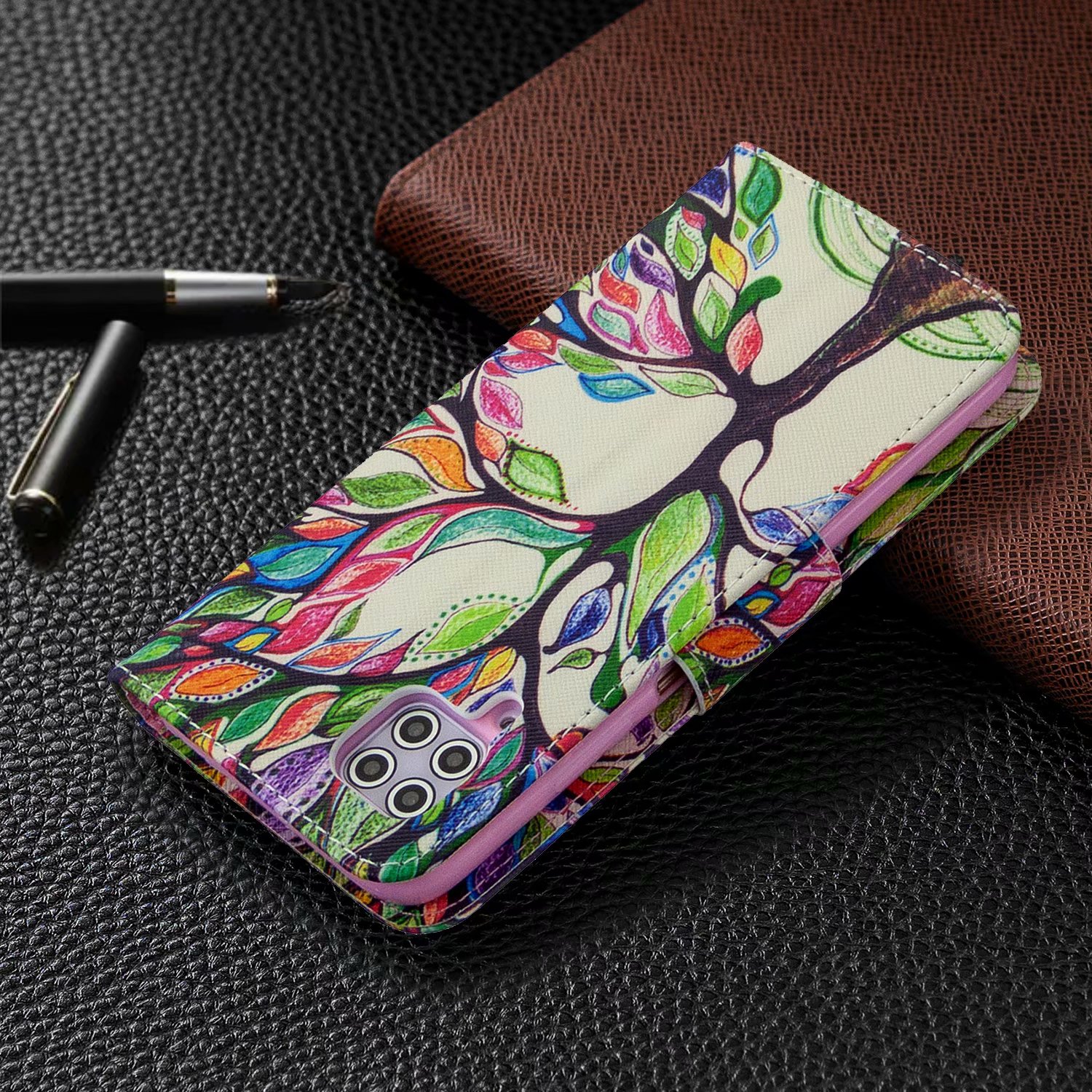 Huawei P40 Lite (6.4 inch) Case, Flip Wallet Phone Cover for Huawei P40 Lite - Painting tree