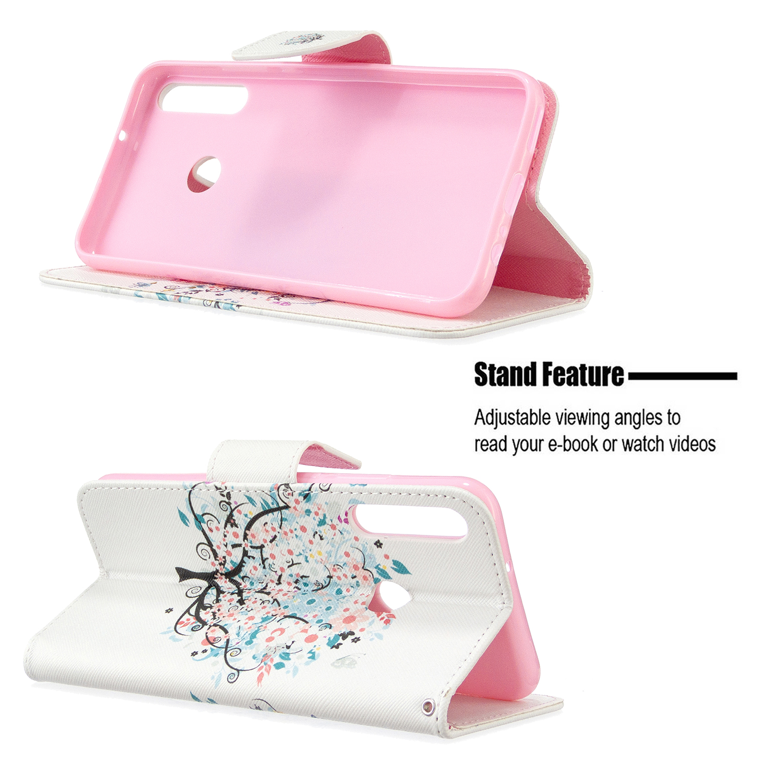 Huawei P40 Lite E Case, Flip PU Leather Wallet Bag Phone Cover for Huawei Y7p - Color tree