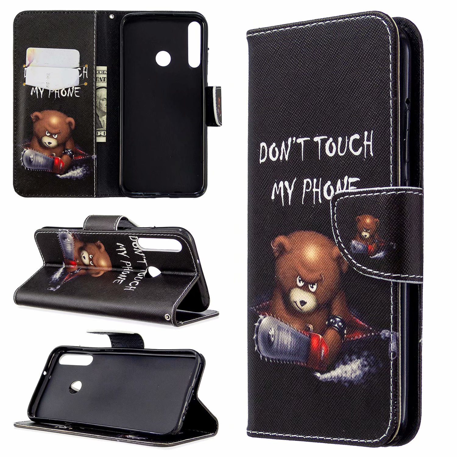 Huawei P40 Lite E Case, Flip PU Leather Wallet Bag Phone Cover for Huawei Y7p - Don't touch my phone