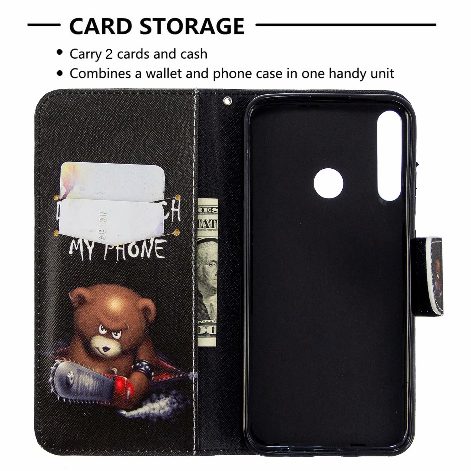 Huawei P40 Lite E Case, Flip PU Leather Wallet Bag Phone Cover for Huawei Y7p - Don't touch my phone