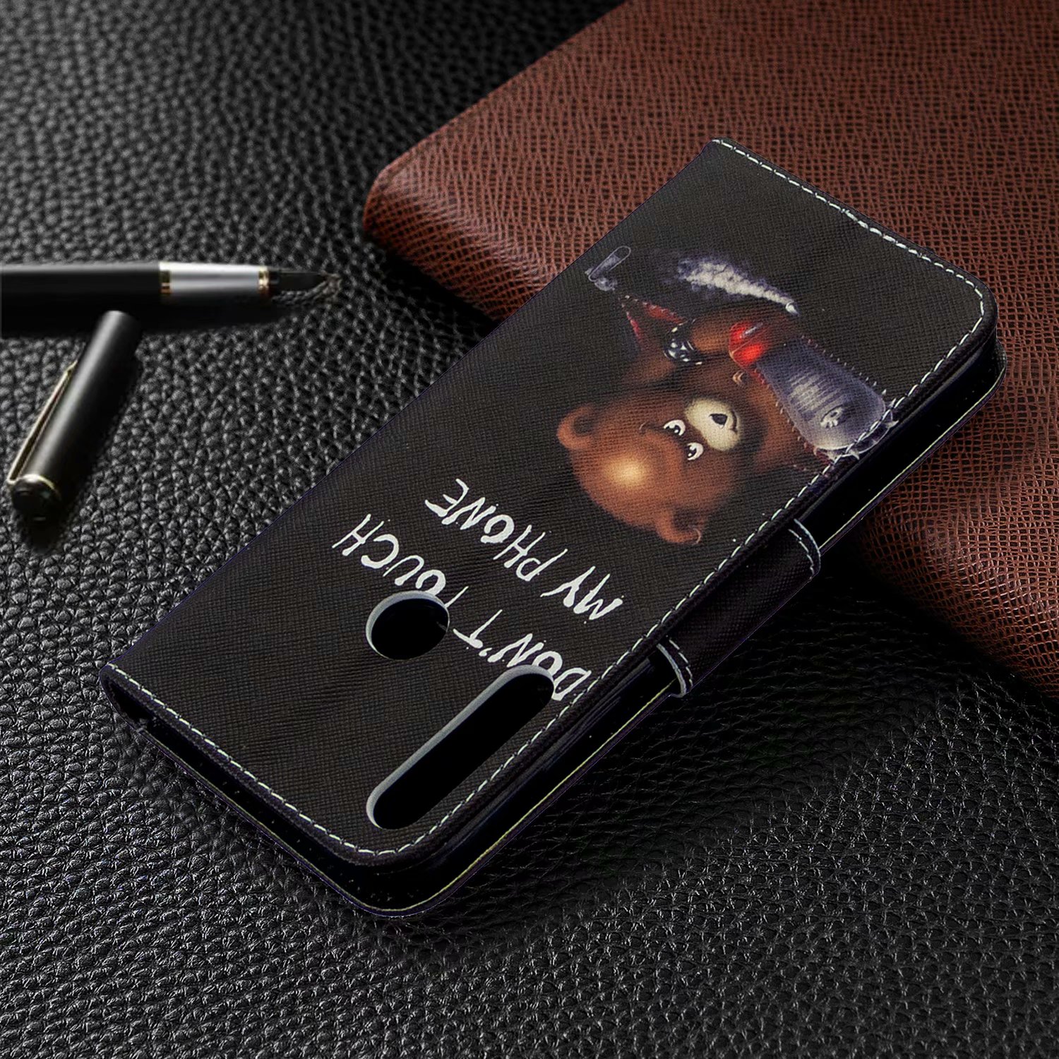 Huawei P40 Lite E Case, Flip PU Leather Wallet Bag Phone Cover for Huawei Y7p - Don't touch my phone