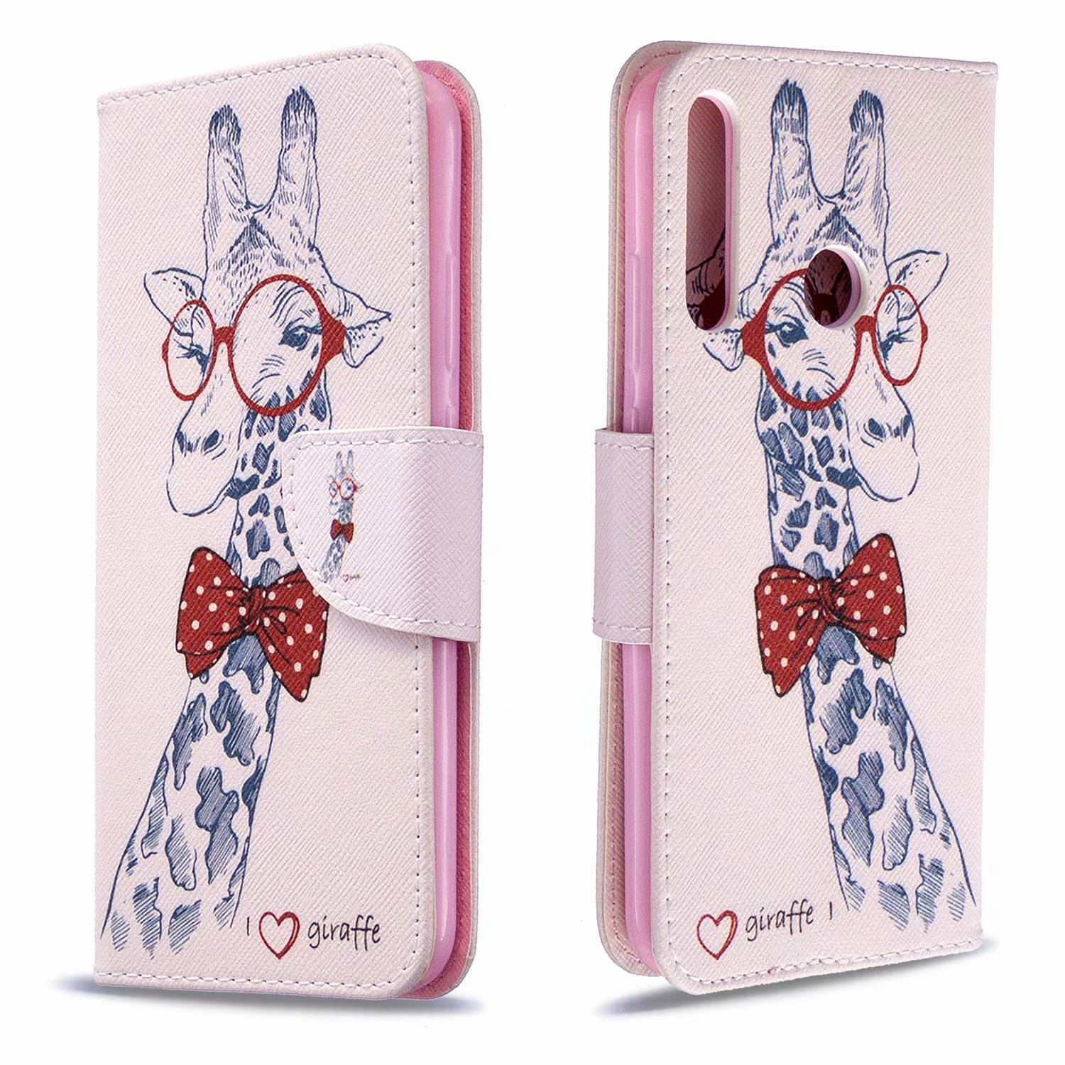 Huawei P40 Lite E Case, Flip PU Leather Wallet Bag Phone Cover for Huawei Y7p - Giraffe