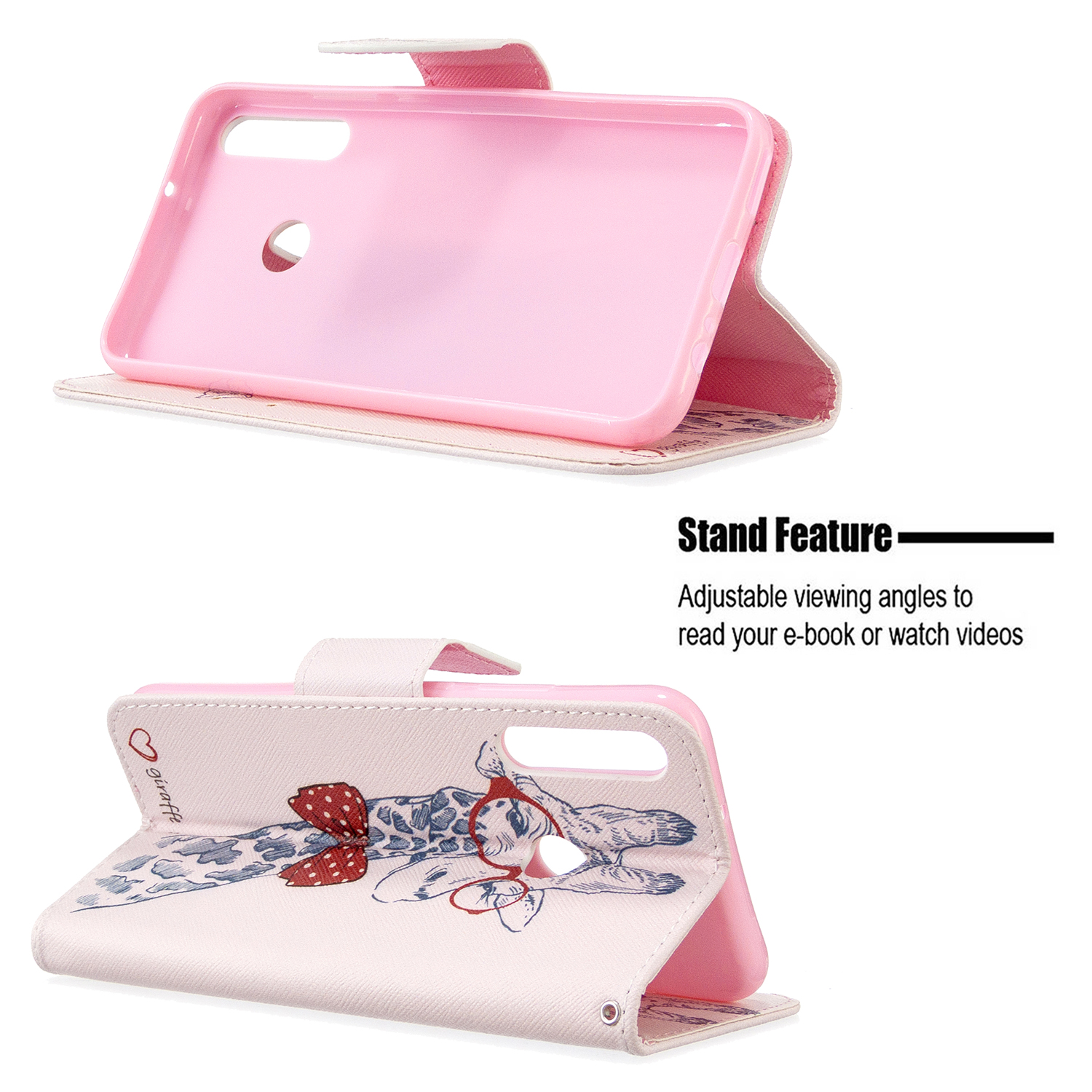 Huawei P40 Lite E Case, Flip PU Leather Wallet Bag Phone Cover for Huawei Y7p - Giraffe