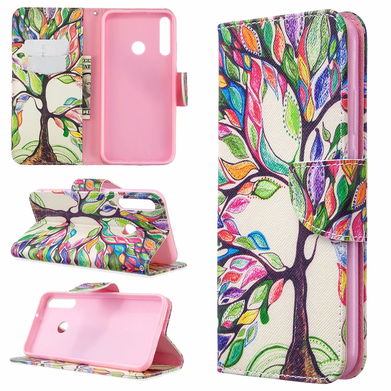 Huawei P40 Lite E Case, Flip PU Leather Wallet Bag Phone Cover for Huawei Y7p - Painting tree