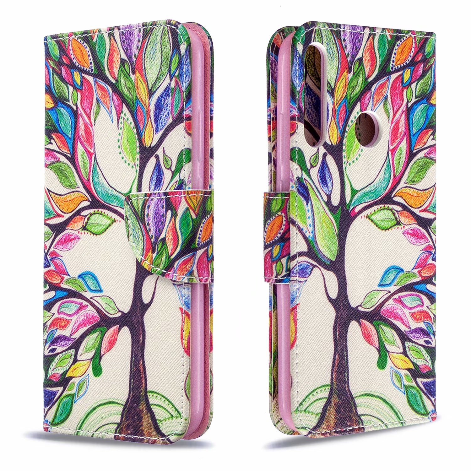 Huawei P40 Lite E Case, Flip PU Leather Wallet Bag Phone Cover for Huawei Y7p - Painting tree