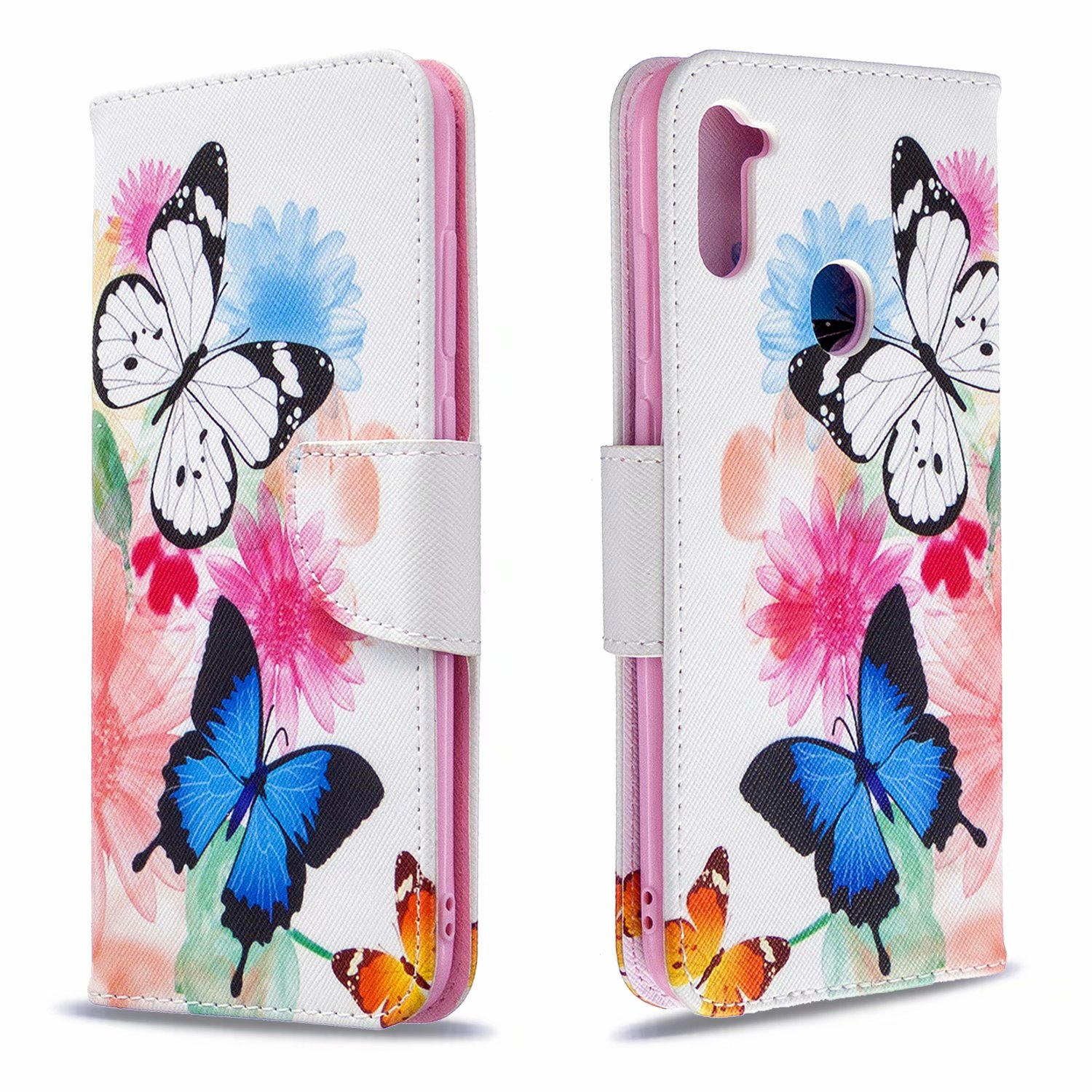 Samsung Galaxy A11 Case, Flip PU Leather Wallet Bag Phone Cover for Galaxy M11 - Flower Butterfly