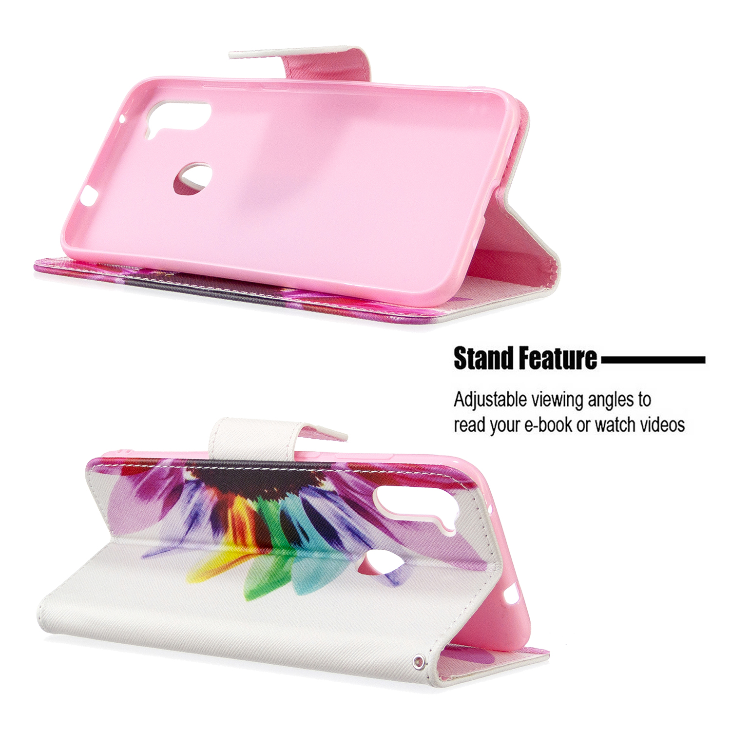 Samsung Galaxy A11 Case, Flip PU Leather Wallet Bag Phone Cover for Galaxy M11 - Sun Flower