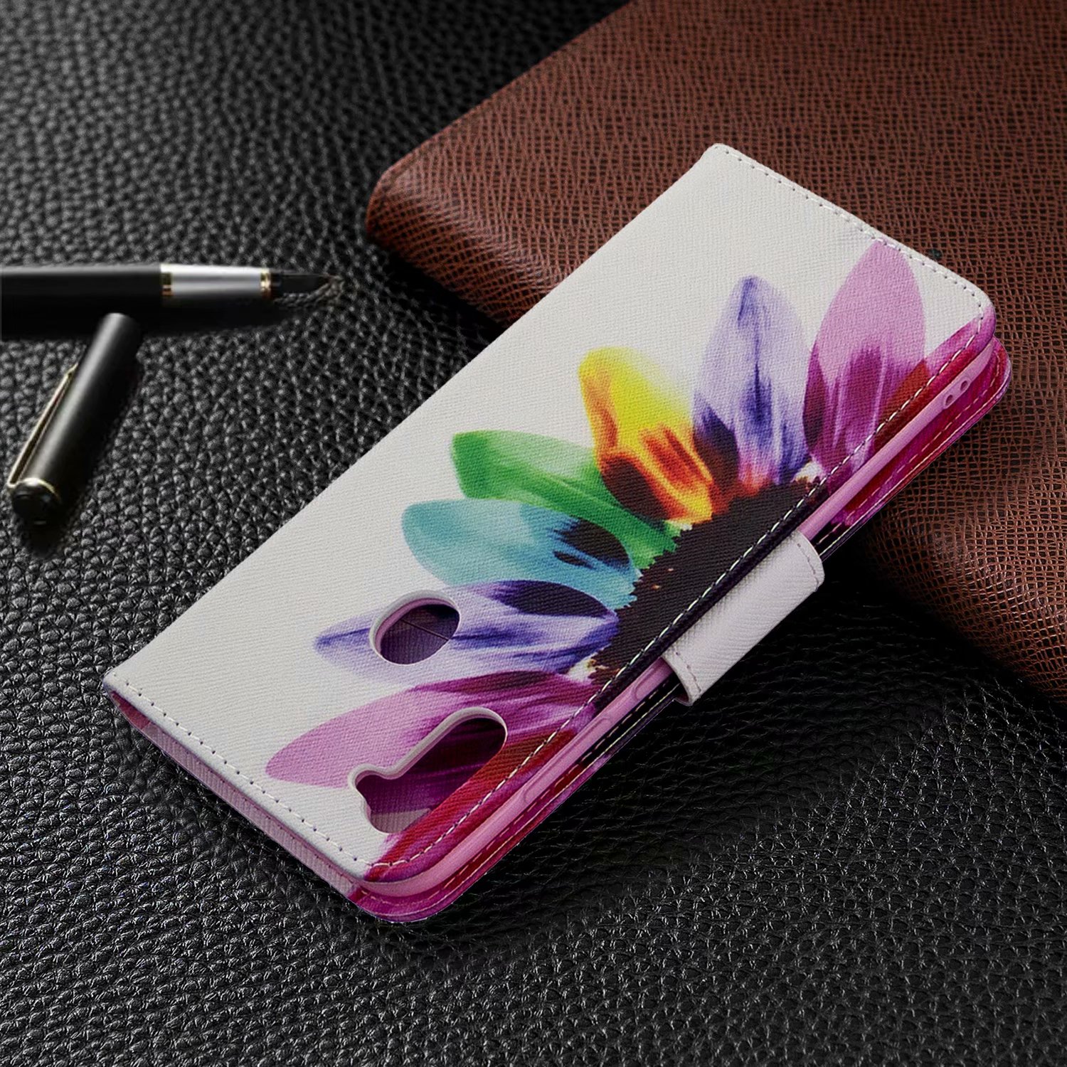 Samsung Galaxy A11 Case, Flip PU Leather Wallet Bag Phone Cover for Galaxy M11 - Sun Flower