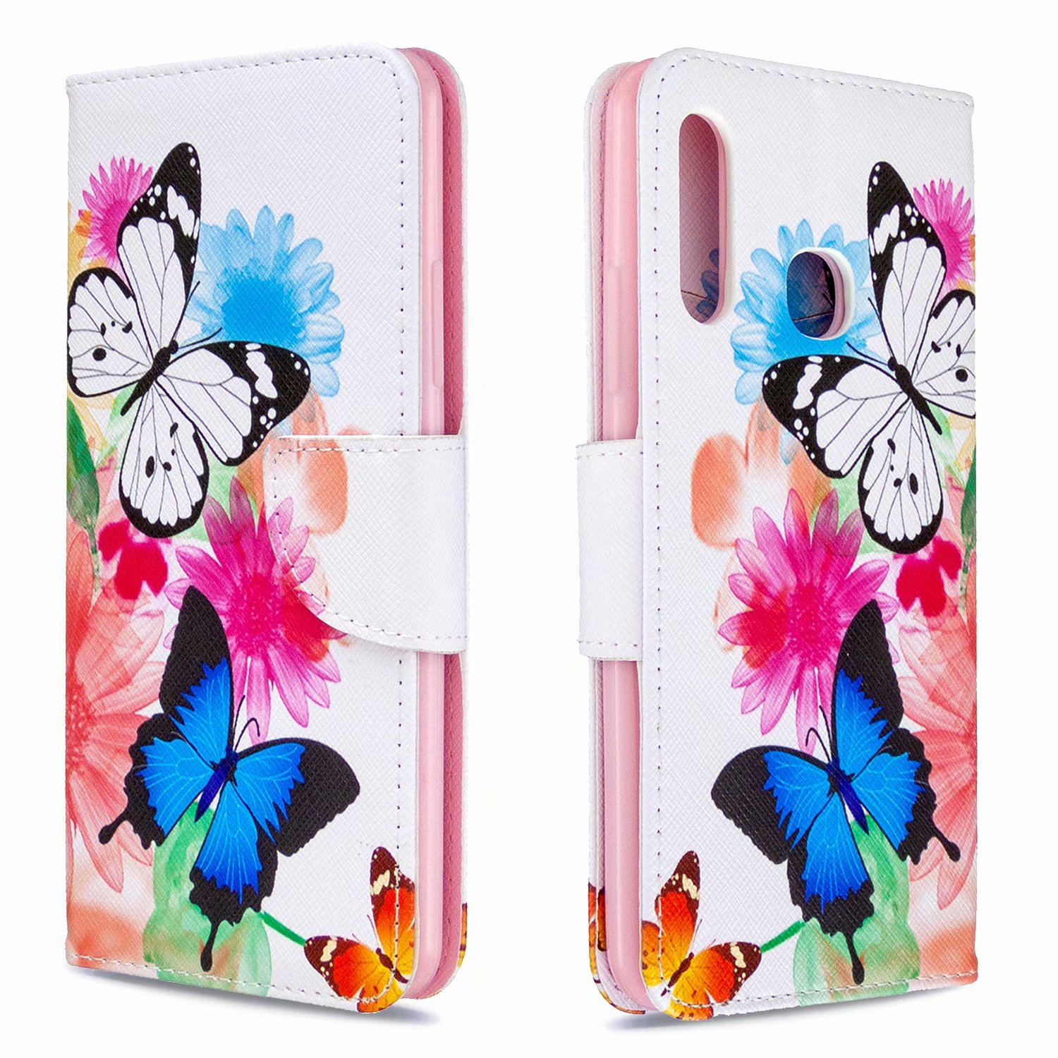 Samsung Galaxy A70e Case, Flip PU Leather Wallet Phone Bag Cover for Galaxy A70e - Flower Butterfly