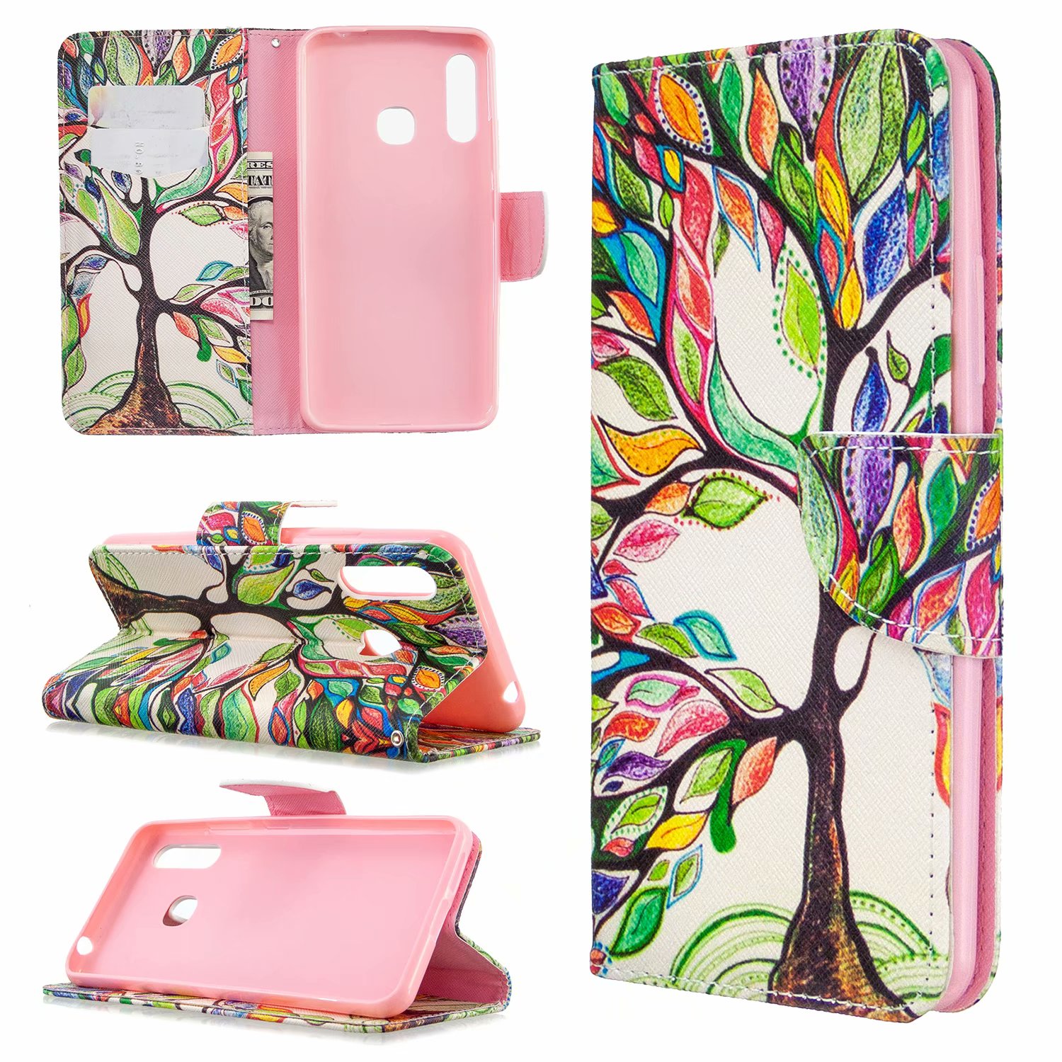 Samsung Galaxy A70e Case, Flip PU Leather Wallet Phone Bag Cover for Galaxy A70e - Painting tree