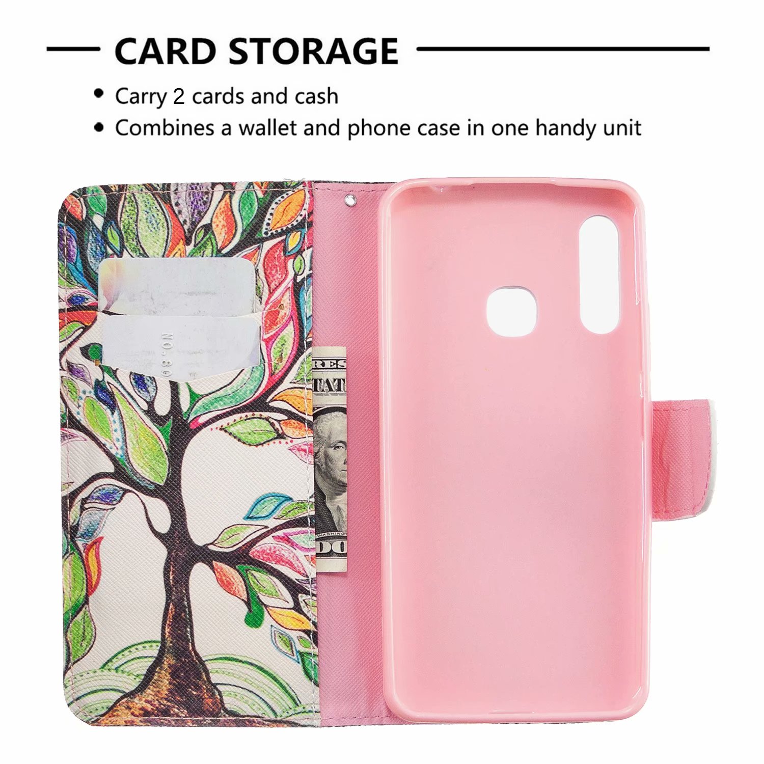 Samsung Galaxy A70e Case, Flip PU Leather Wallet Phone Bag Cover for Galaxy A70e - Painting tree