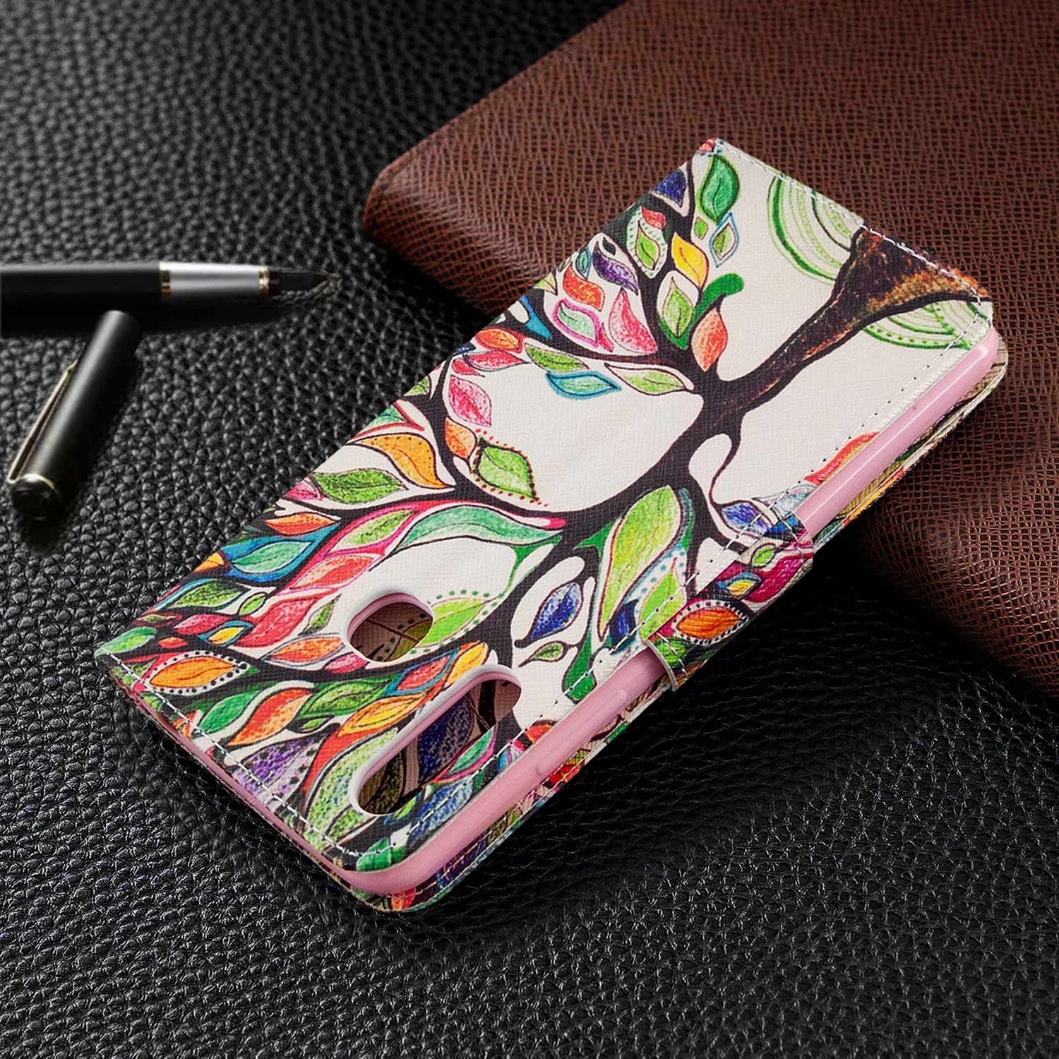 Samsung Galaxy A70e Case, Flip PU Leather Wallet Phone Bag Cover for Galaxy A70e - Painting tree
