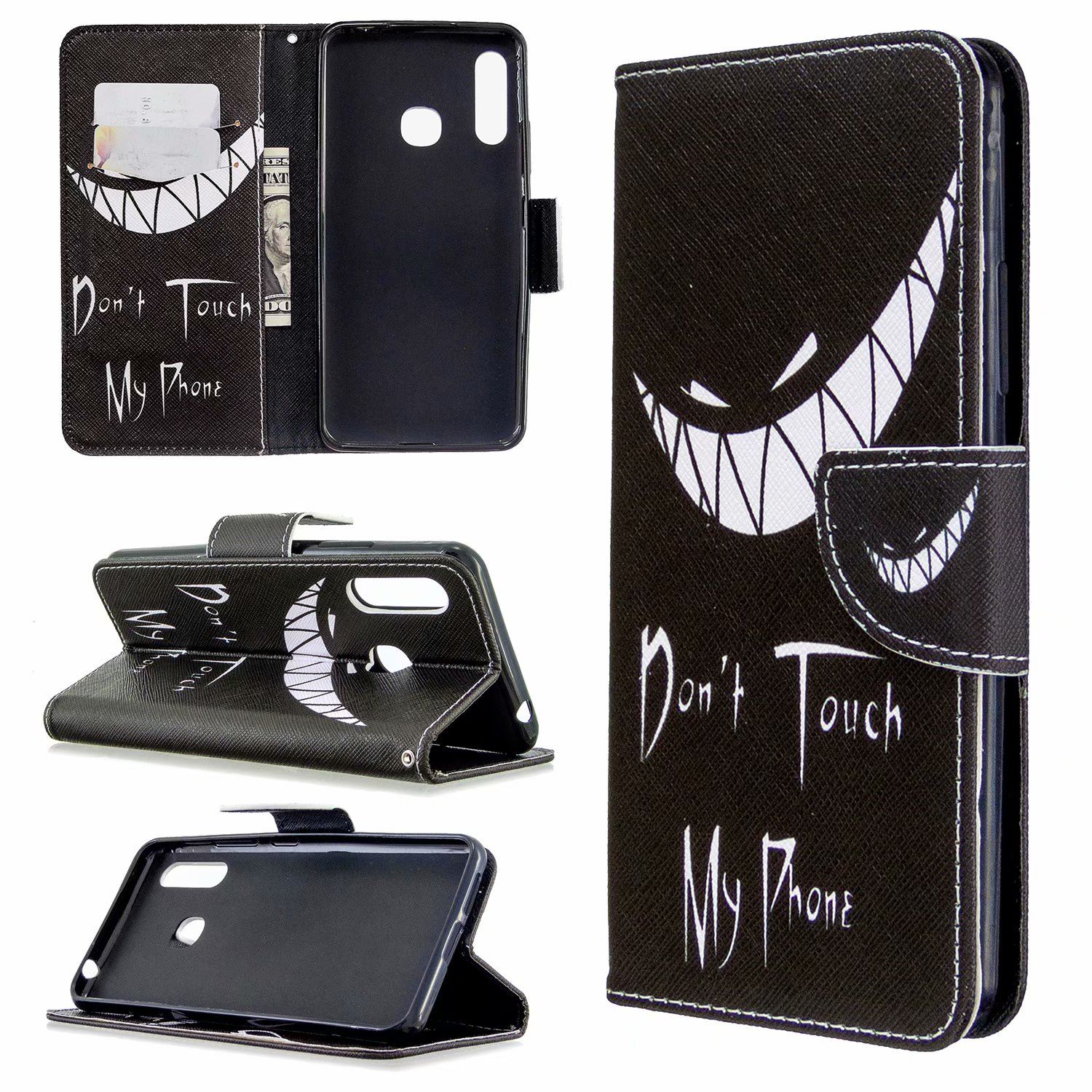 Samsung Galaxy A70e Case, Flip PU Leather Wallet Phone Cover for Galaxy A70e - Don&apos;t touch my phone