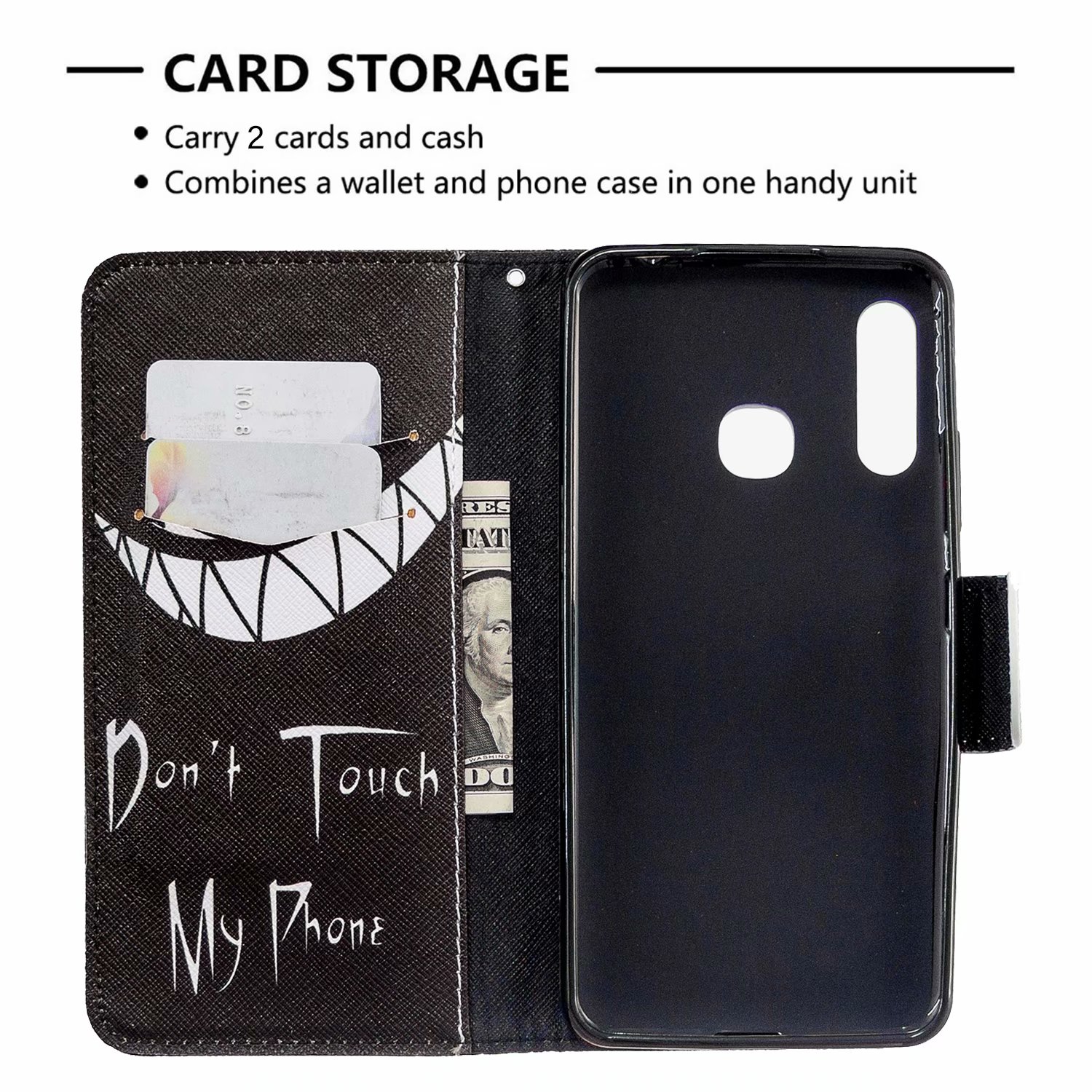 Samsung Galaxy A70e Case, Flip PU Leather Wallet Phone Cover for Galaxy A70e - Don&apos;t touch my phone