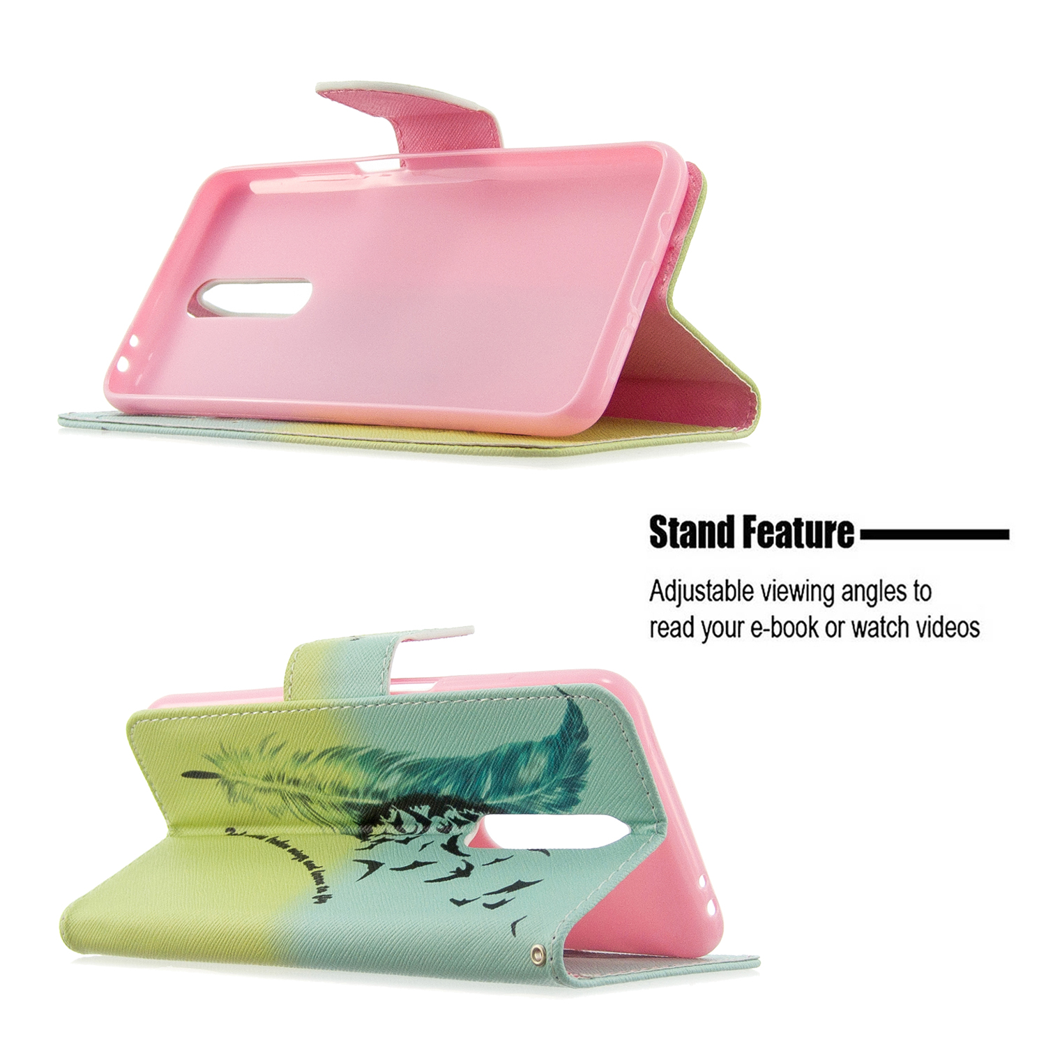 Xiaomi Redmi K30 Case, Colorful Flip PU Leather Wallet Phone Bag Cover for Redmi K30 - Free feather