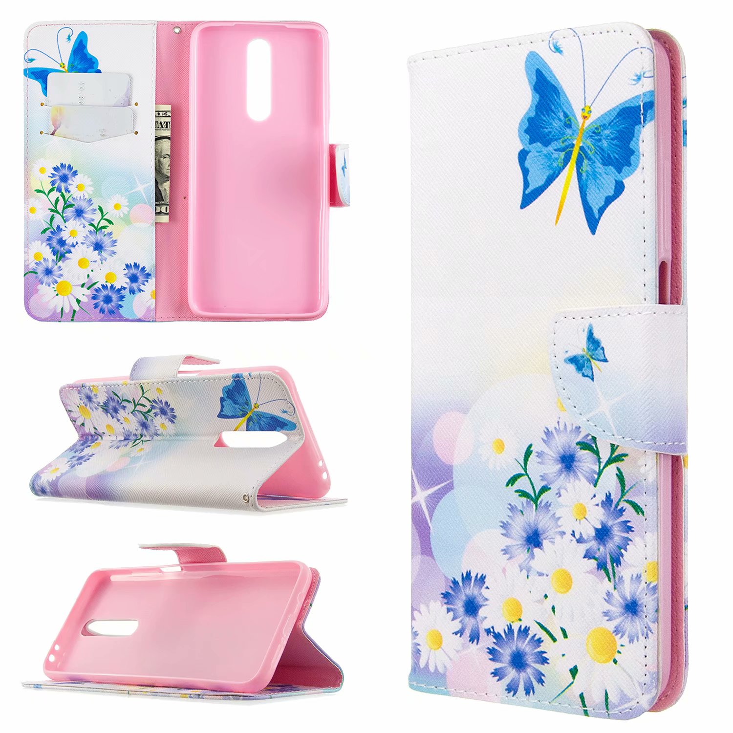 Xiaomi Redmi K30 Case, Flip PU Leather Wallet Phone Bag Cover for Redmi K30 - Flower Butterfly
