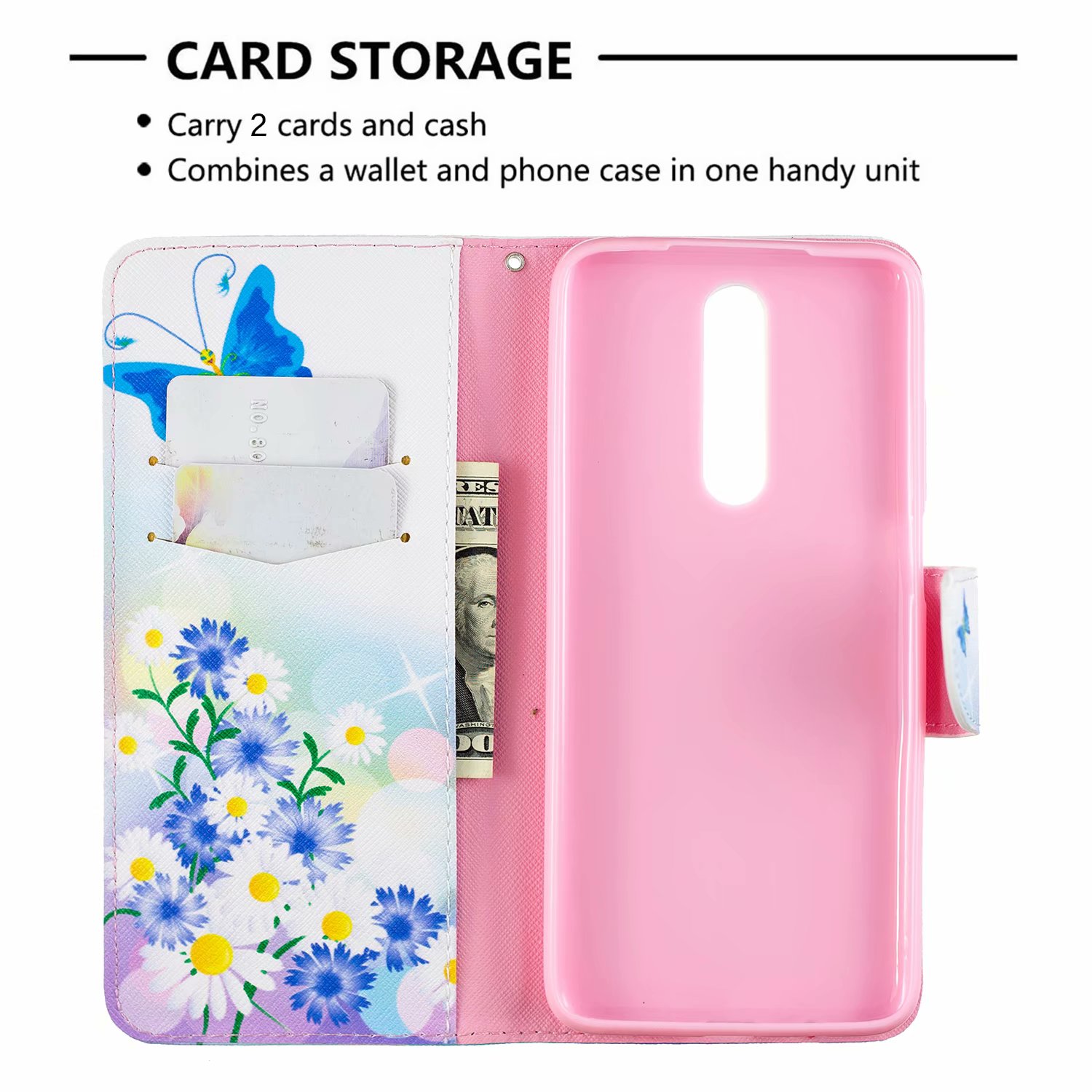 Xiaomi Redmi K30 Case, Flip PU Leather Wallet Phone Bag Cover for Redmi K30 - Flower Butterfly
