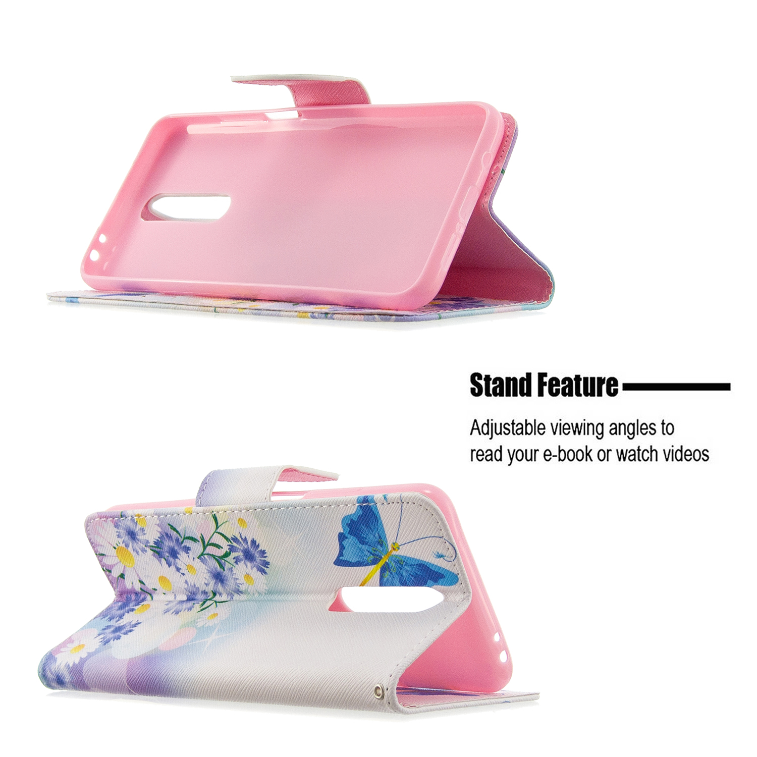 Xiaomi Redmi K30 Case, Flip PU Leather Wallet Phone Bag Cover for Redmi K30 - Flower Butterfly