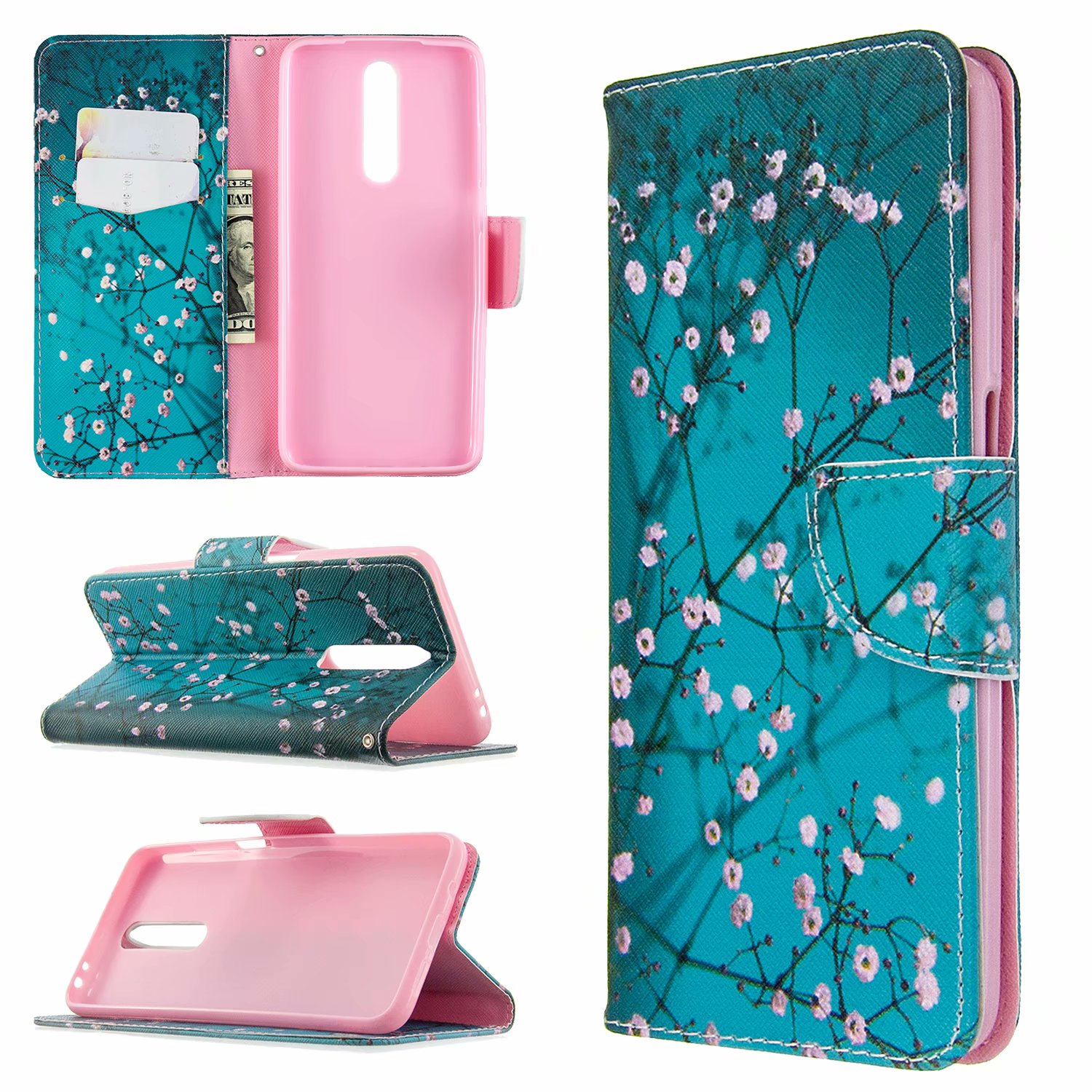 Xiaomi Redmi K30 Case, Colorful Flip PU Leather Wallet Phone Bag Cover for Redmi K30 - Plum Flower