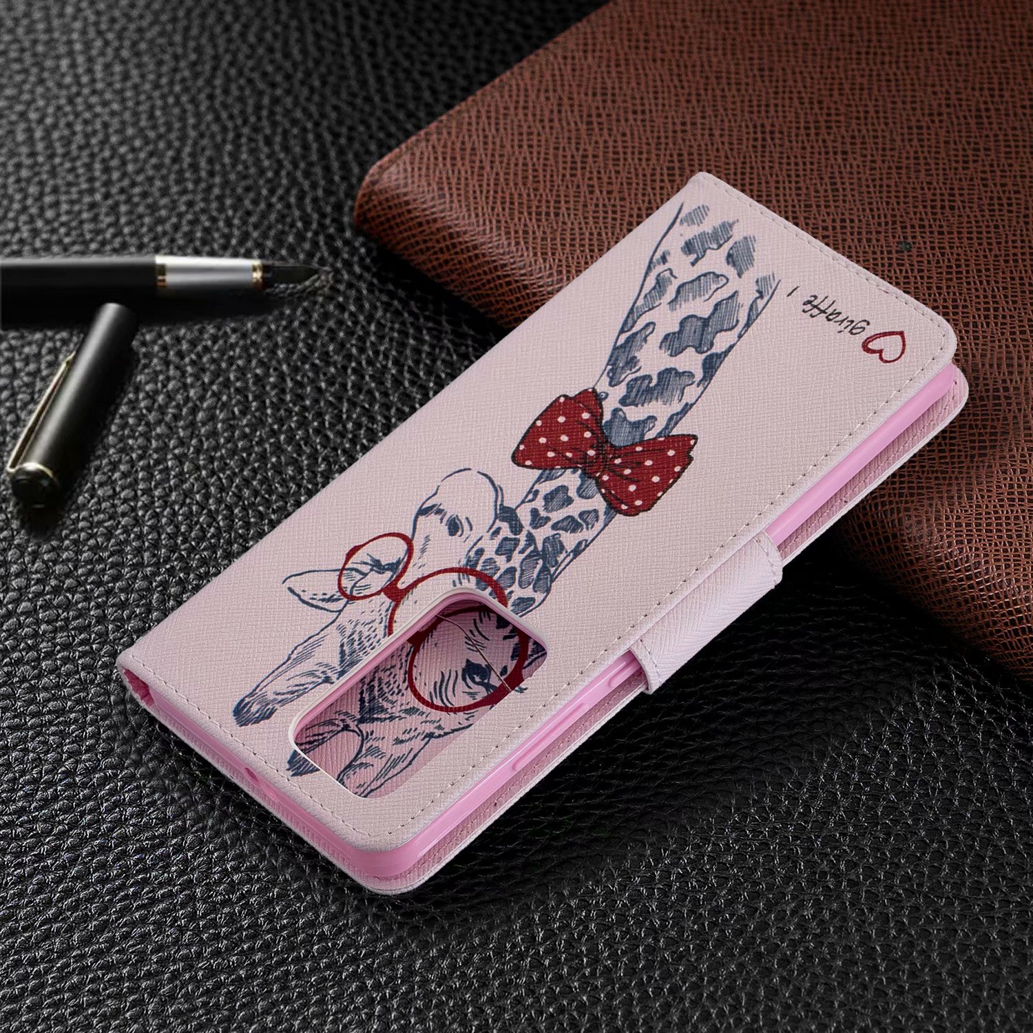 Huawei P40 Pro Case, Flip PU Leather Wallet Phone Bag Cover for Huawei P40 Pro - Giraffe
