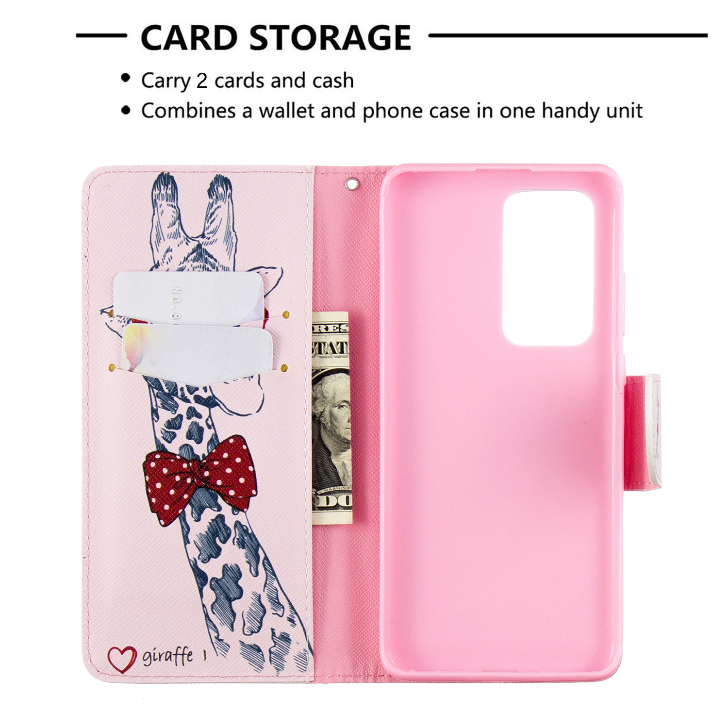 Huawei P40 Pro Case, Flip PU Leather Wallet Phone Bag Cover for Huawei P40 Pro - Giraffe