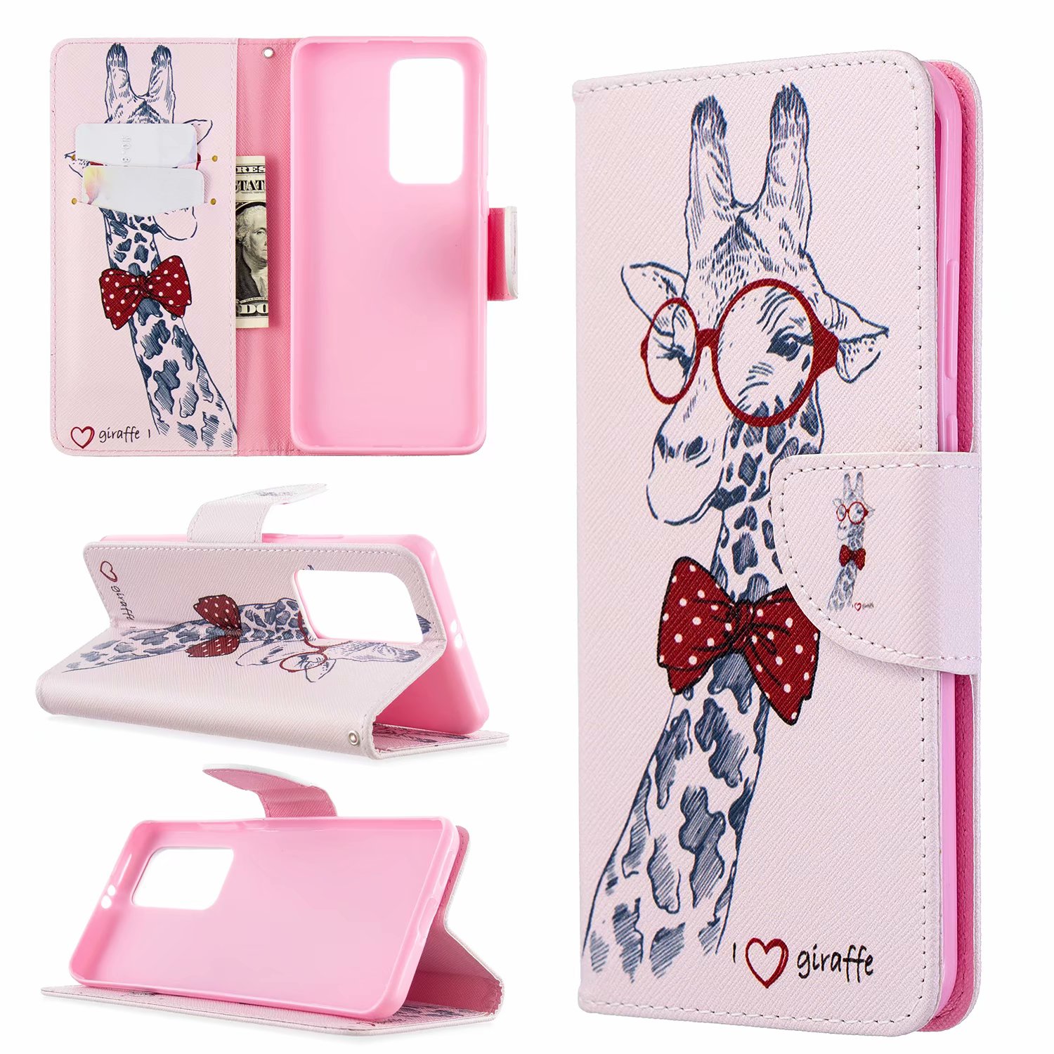 Huawei P40 Pro Case, Flip PU Leather Wallet Phone Bag Cover for Huawei P40 Pro - Giraffe