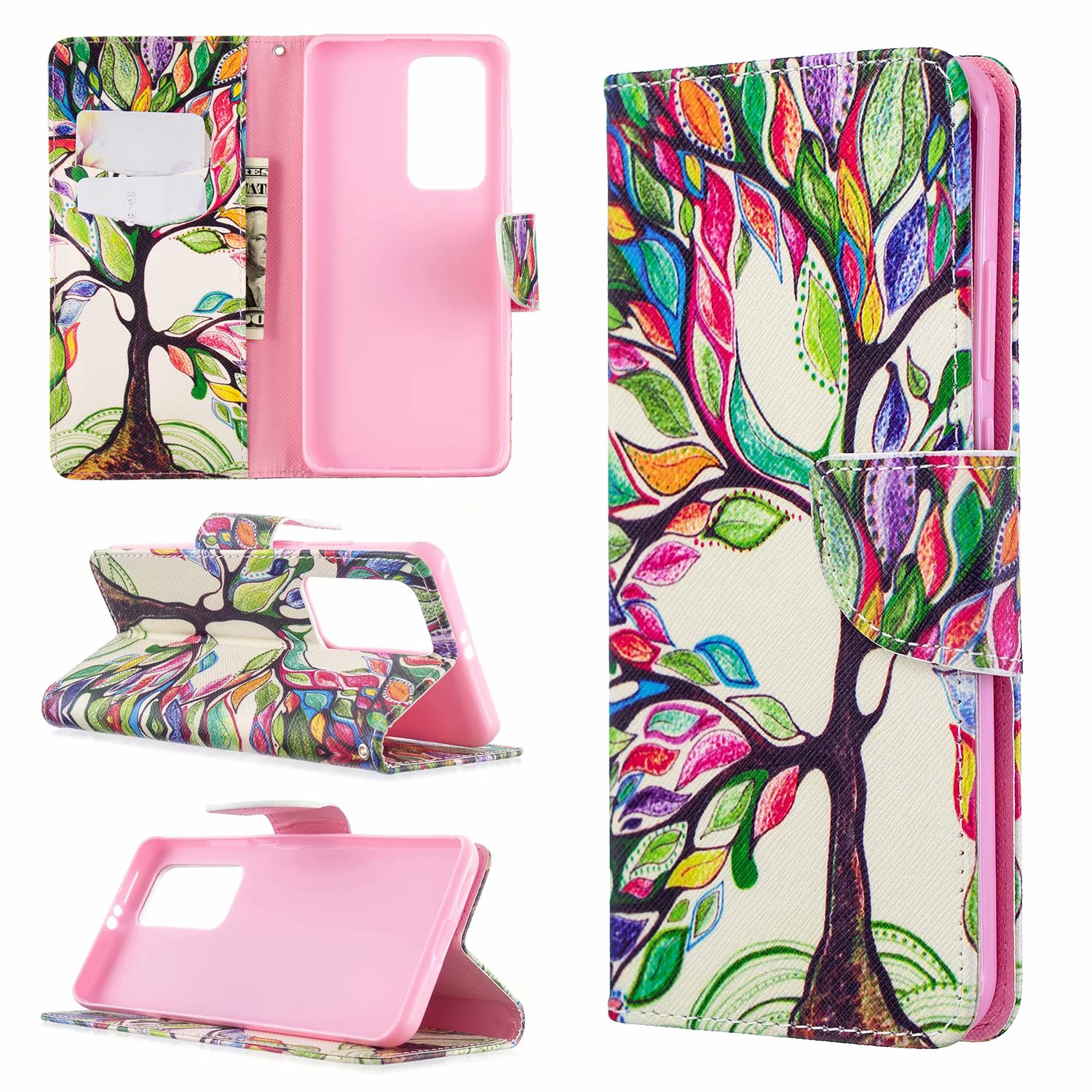 Huawei P40 Pro Case, Flip PU Leather Wallet Phone Bag Cover for Huawei P40 Pro - Painting tree