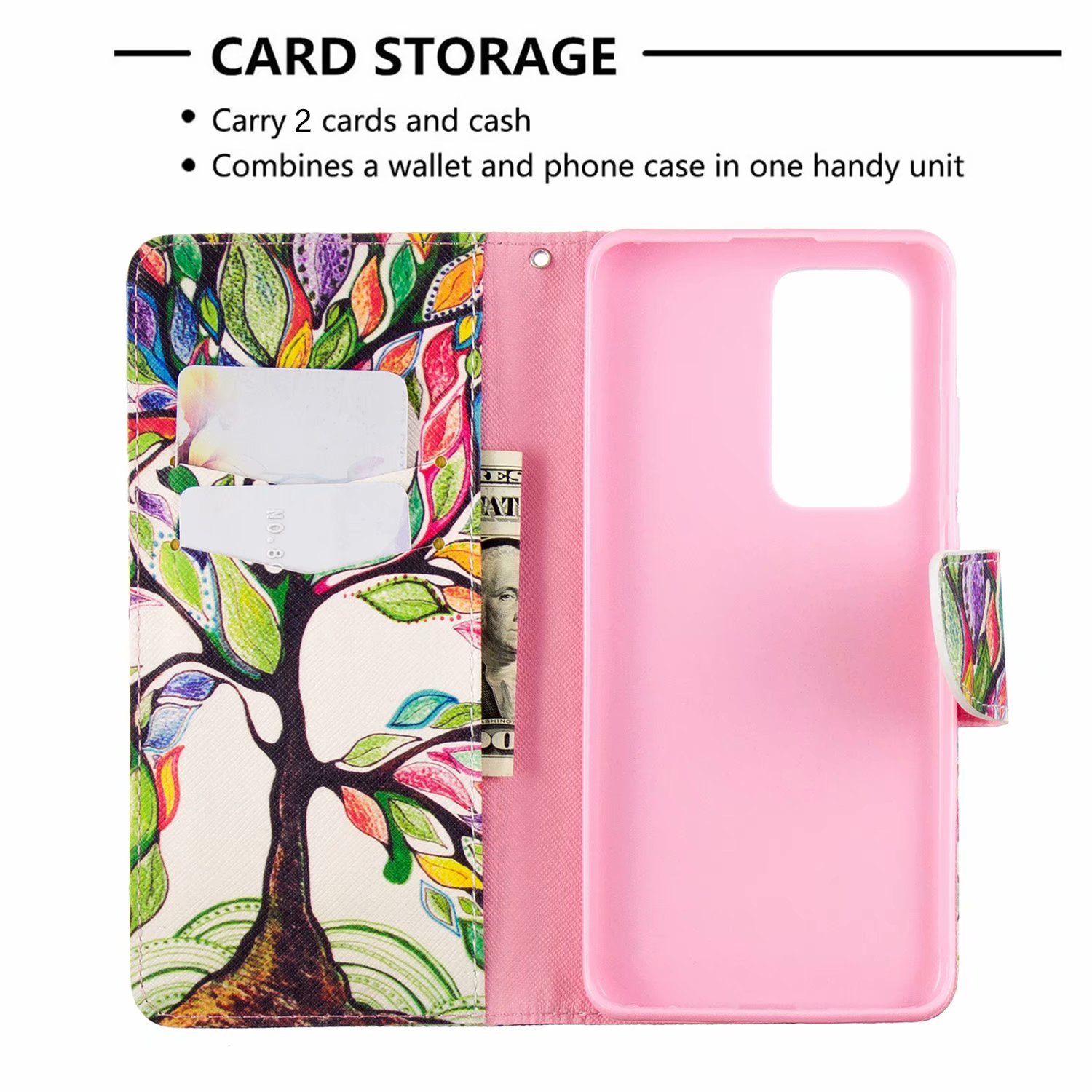 Huawei P40 Pro Case, Flip PU Leather Wallet Phone Bag Cover for Huawei P40 Pro - Painting tree