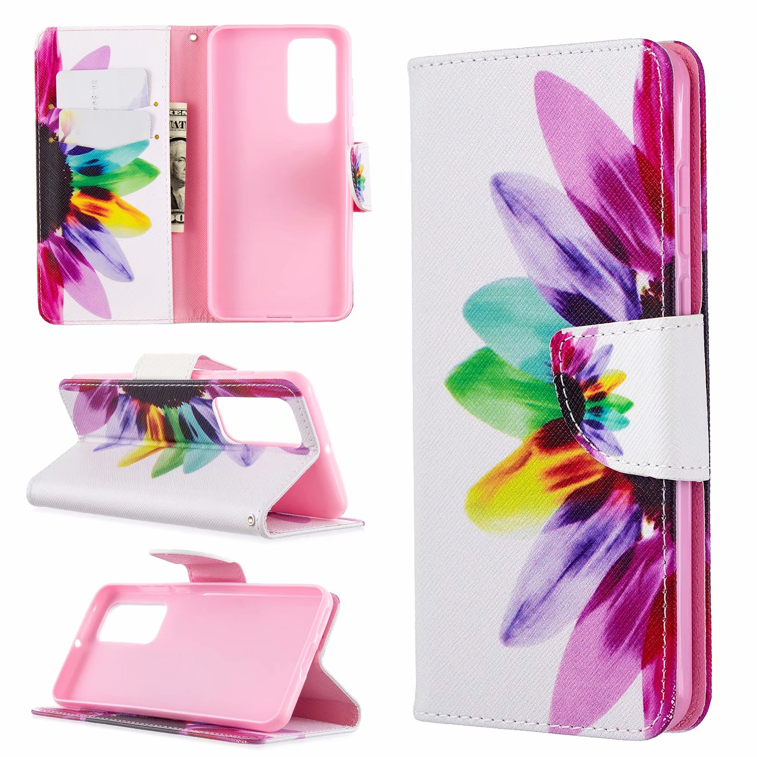 Huawei P40 Case, Flip PU Leather Wallet Phone Cover for Huawei P40  - Sun Flower