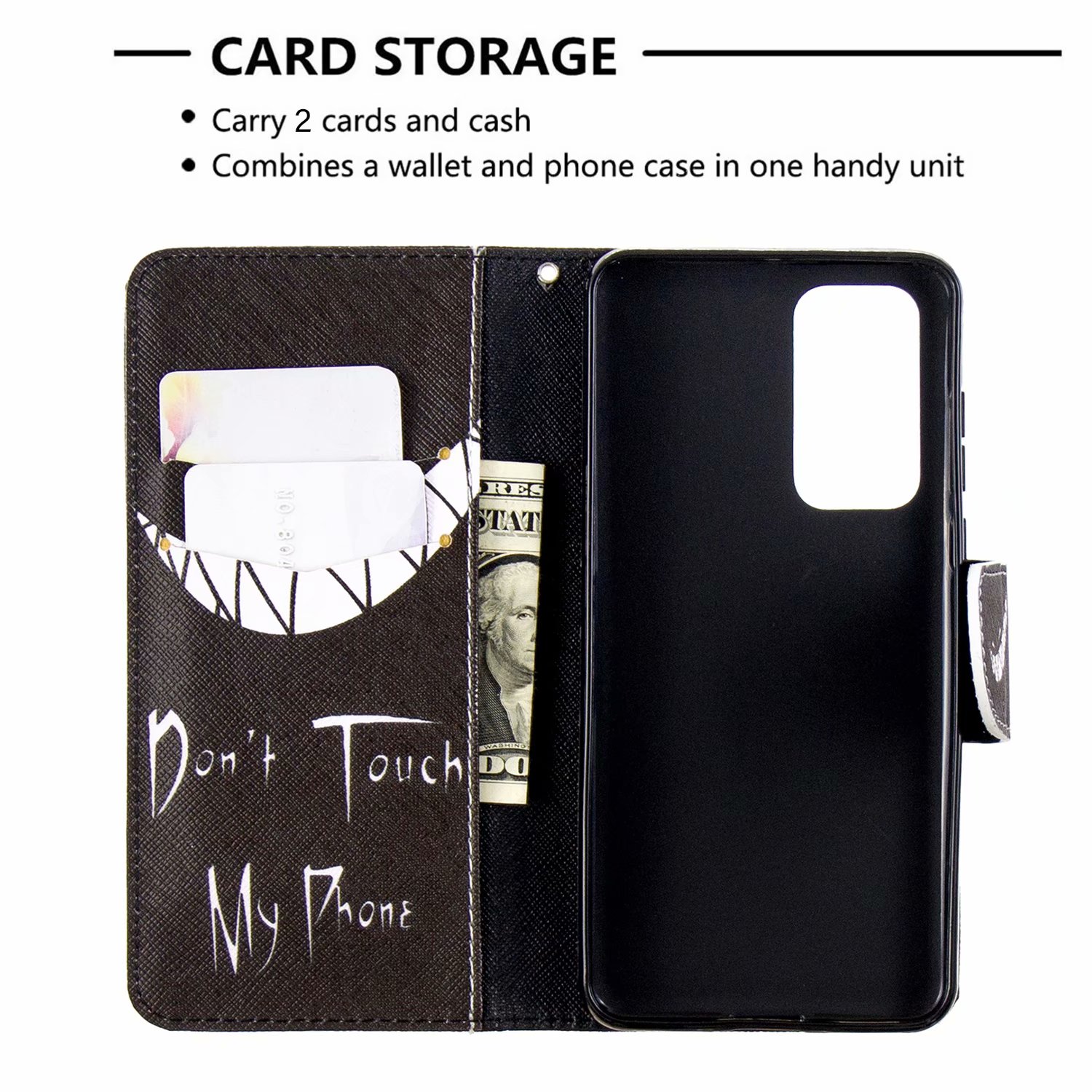 Huawei P40 Case, Flip PU Leather Wallet Phone Cover for Huawei P40  - Don't touch my phone