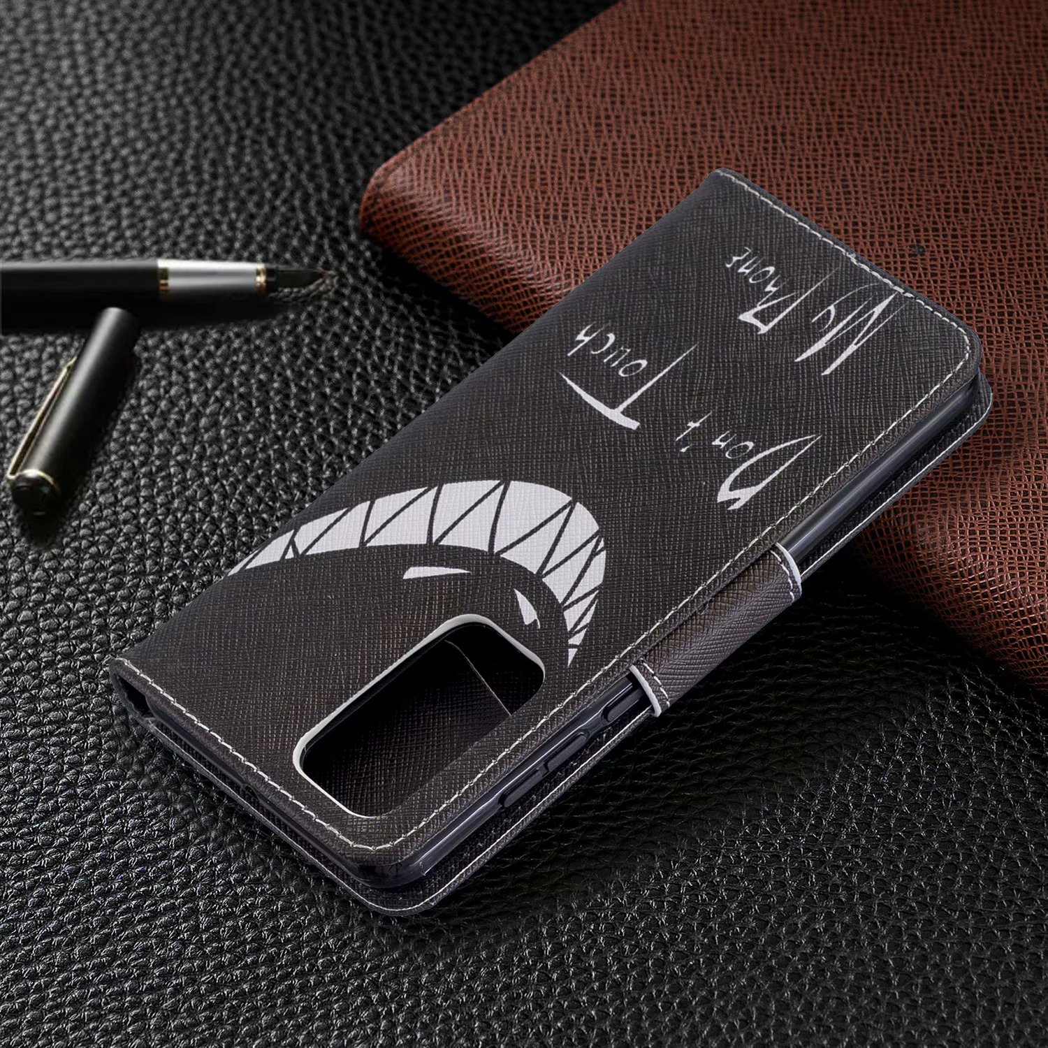 Huawei P40 Case, Flip PU Leather Wallet Phone Cover for Huawei P40  - Don't touch my phone