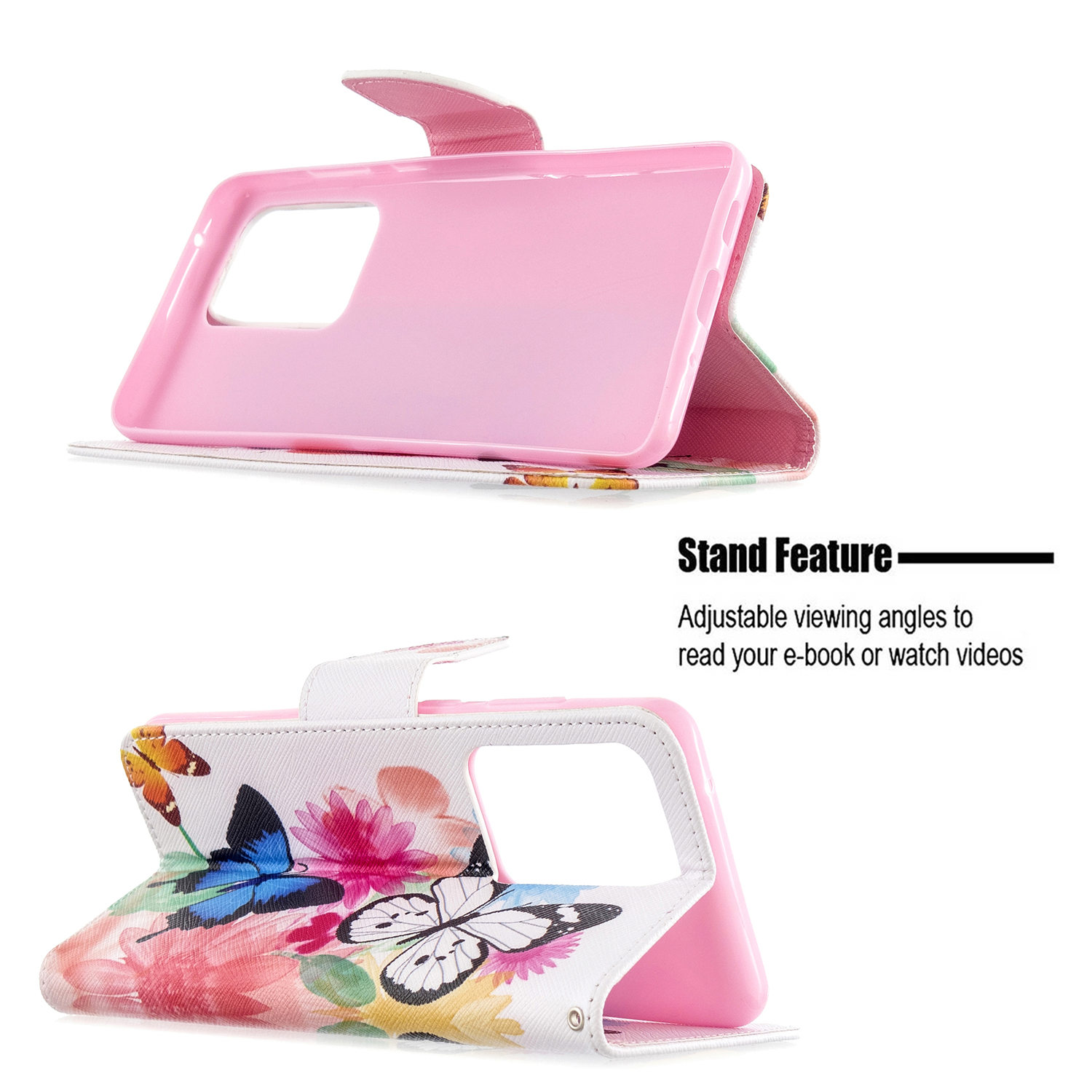 Samsung Galaxy S20 Ultra 5G Case, Flip Wallet Phone Cover for Galaxy S11 Plus - Flower Butterfly