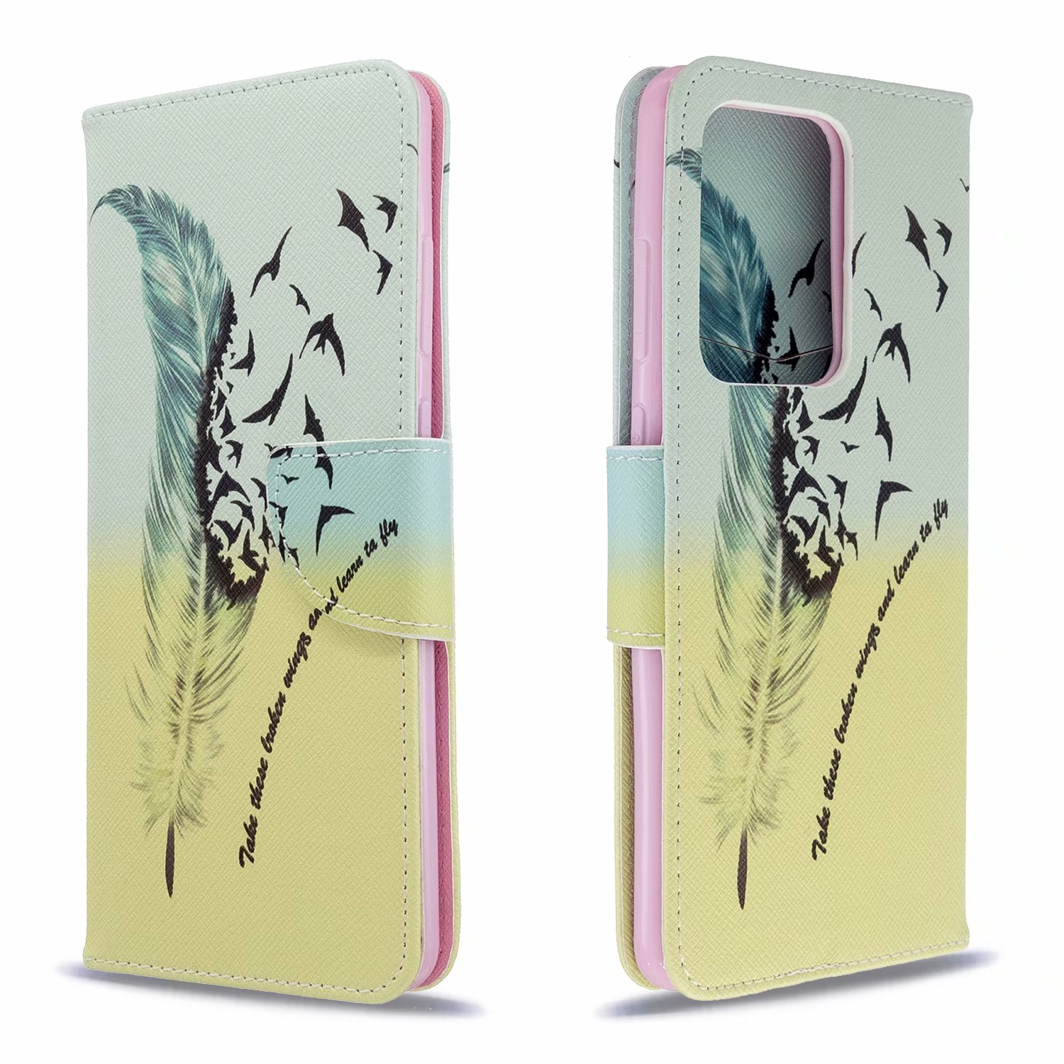 Samsung Galaxy S20 Ultra 5G Case, Flip Wallet Phone Cover for Galaxy S11 Plus - Free feather