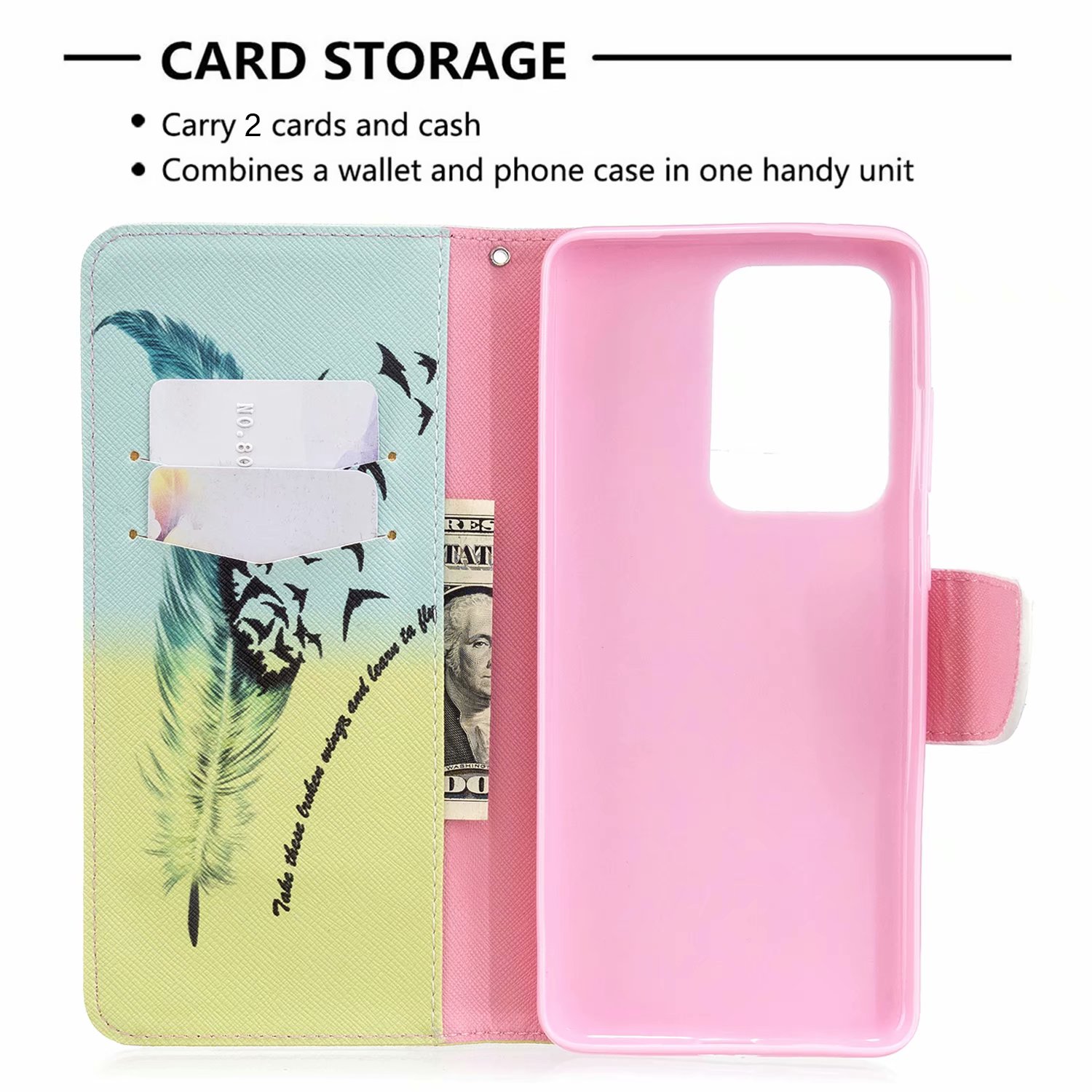 Samsung Galaxy S20 Ultra 5G Case, Flip Wallet Phone Cover for Galaxy S11 Plus - Free feather