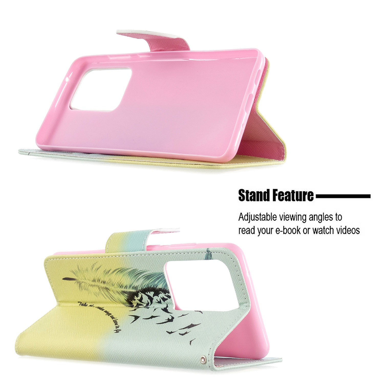 Samsung Galaxy S20 Ultra 5G Case, Flip Wallet Phone Cover for Galaxy S11 Plus - Free feather